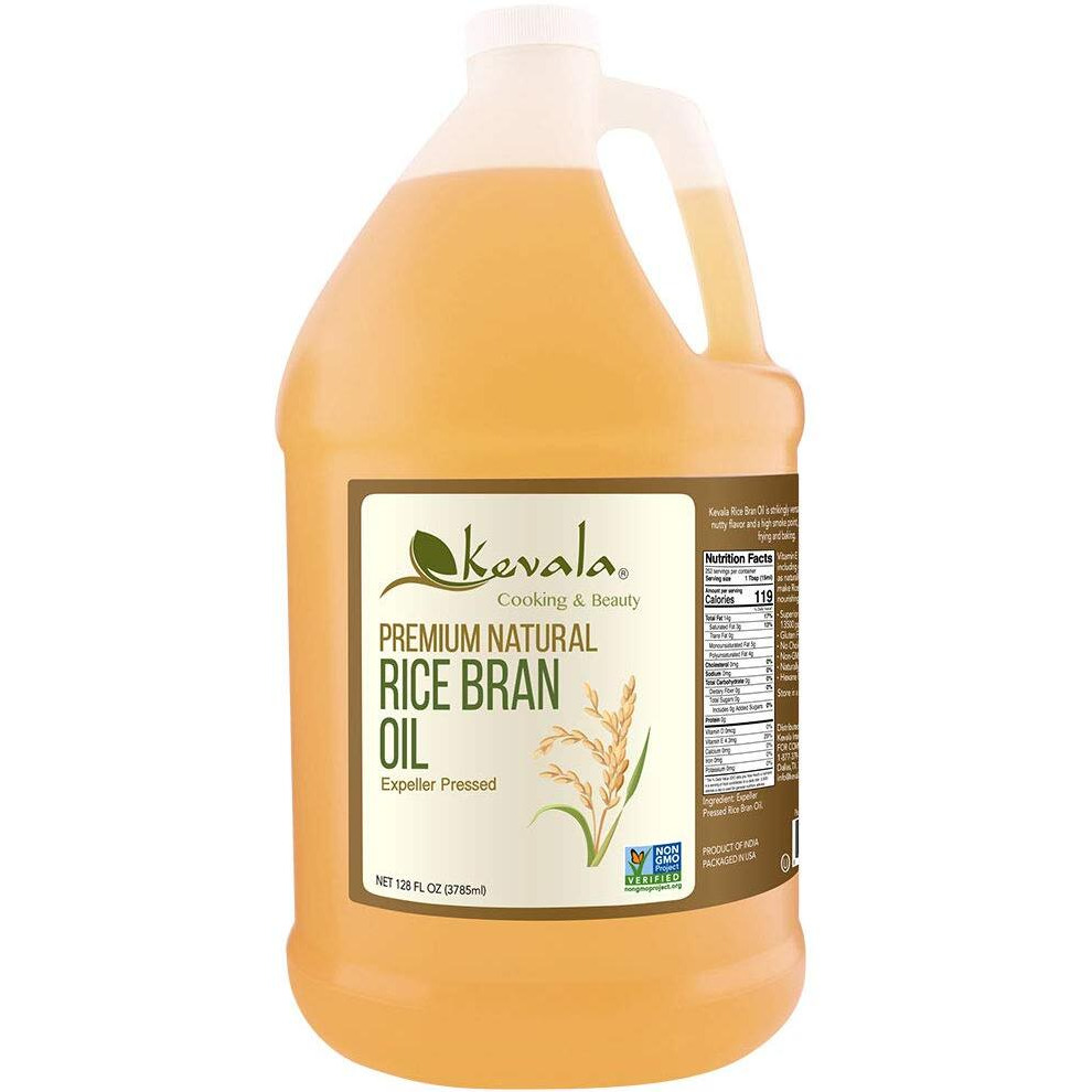 Kevala Rice Bran Oil - Rice Bran Oil For Cooking - Rice Oil - Deep Frying Oil - Non Gmo Cooking Oil - High Heat Cooking Oil - 128 Fluid Ounces - 1 Gal