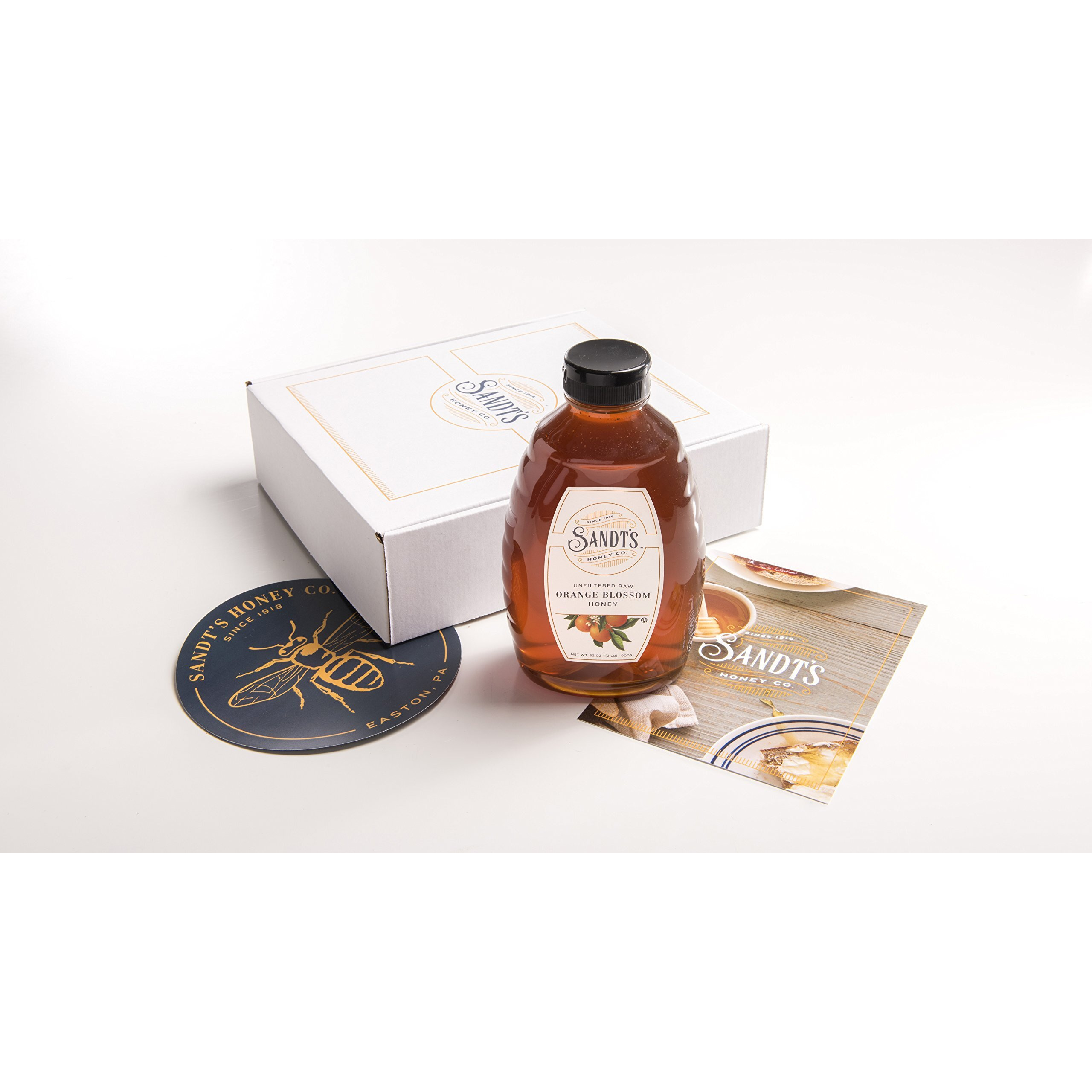 Sandt's Orange Blossom Honey, Unfiltered Raw Honey, Non-Gmo Genuine, Pure Honey (2 Lbs)