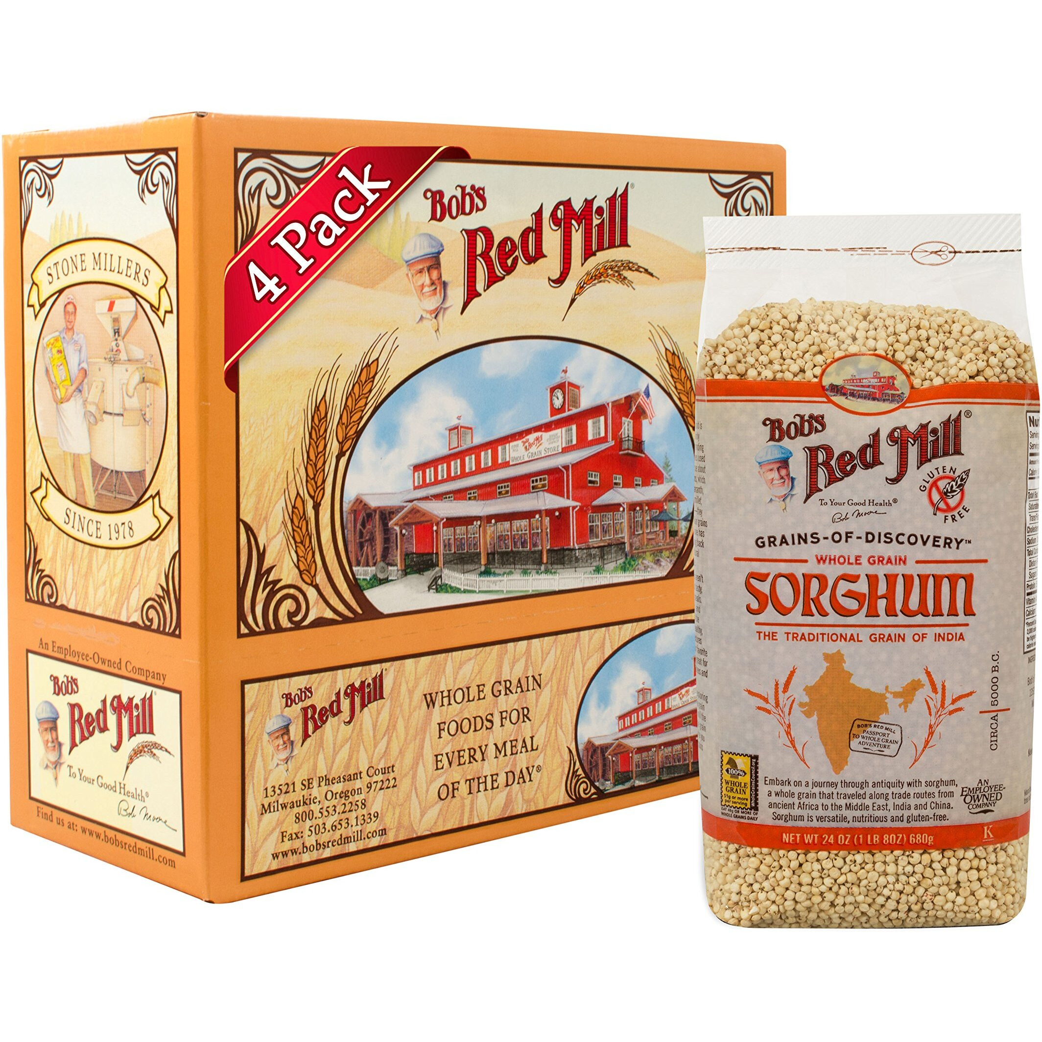 Bob's Red Mill Gluten Free Sweet White Sorghum Grain, 24-Ounce (Pack Of 4)