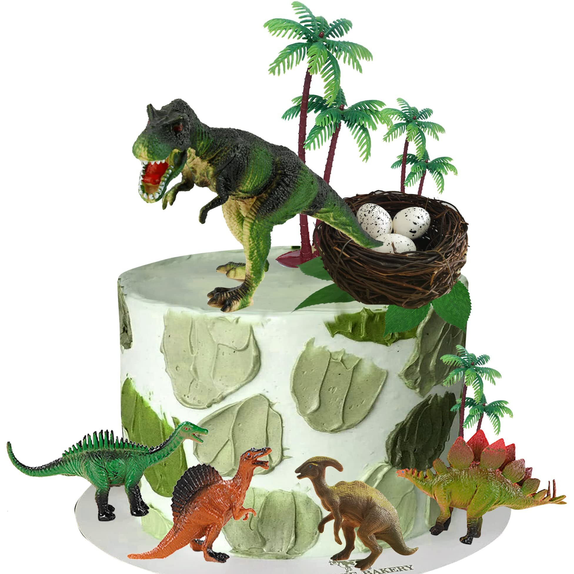 Dinosaur Cake Toppers With Dinosaur Eggs Leaves Trees Cake Decorations For Birthday Party Dinosaur Theme Party