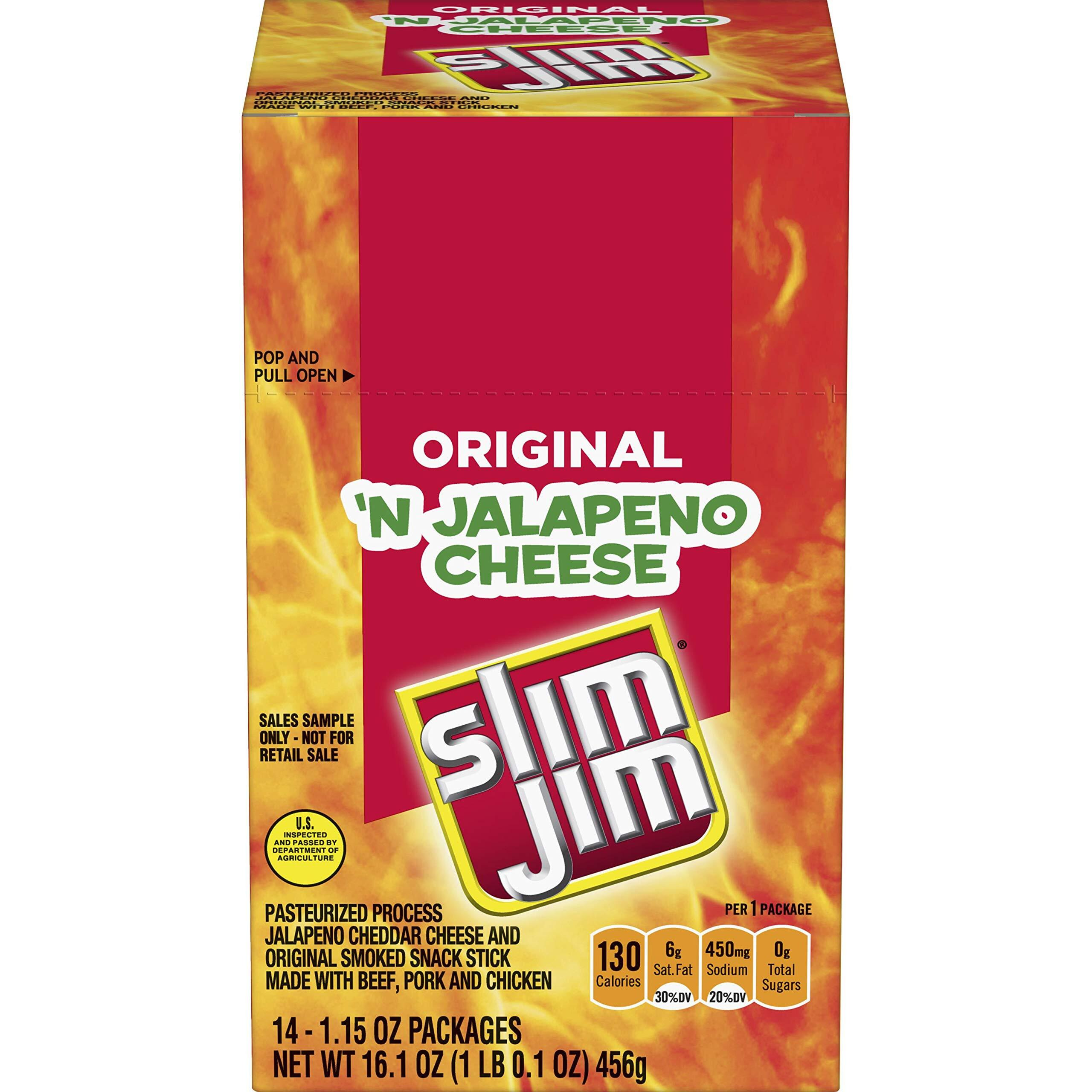 Slim Jim Original Beef Snack Stick 'N Jalapeno Cheese, 1.5 Oz