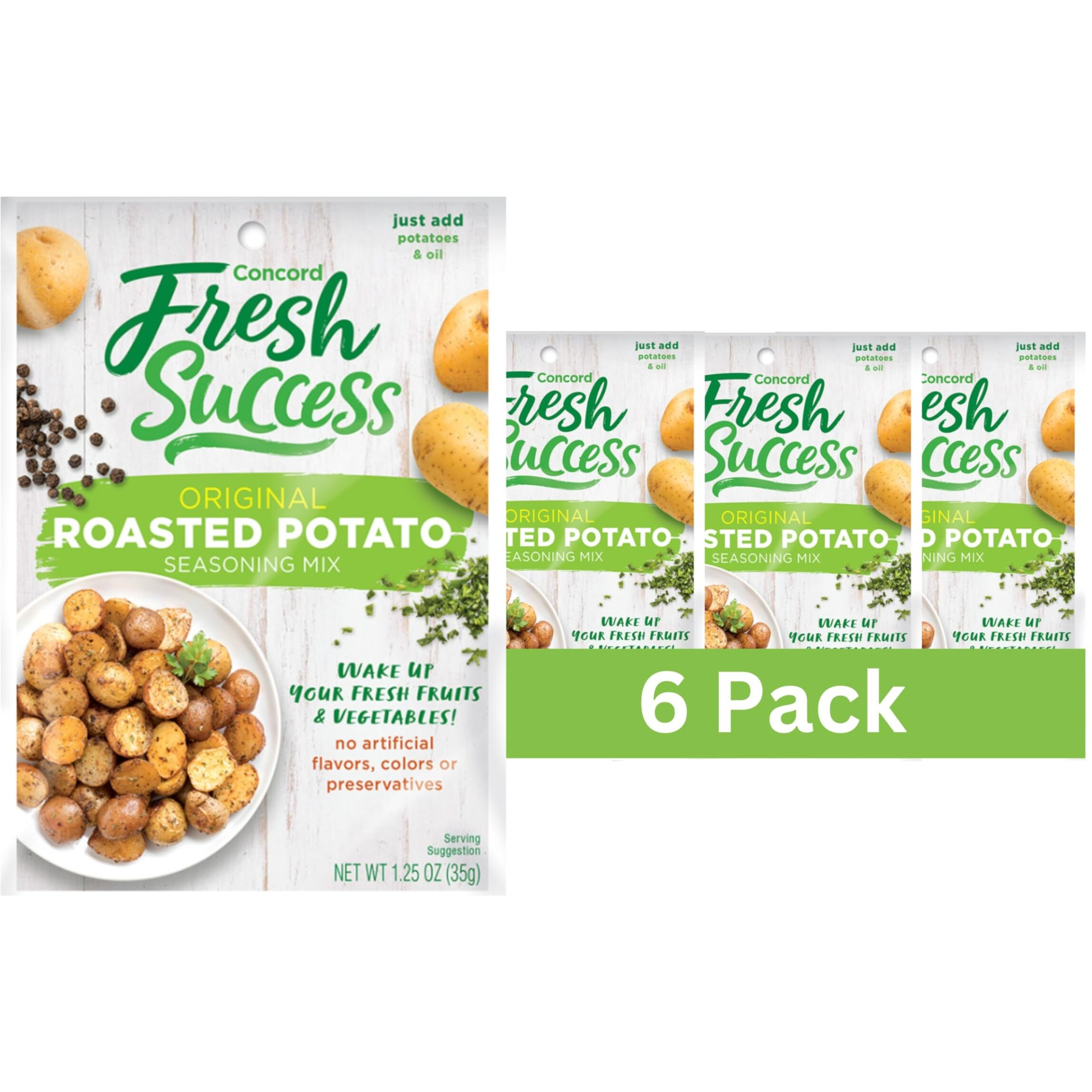 Concord Foods Original Roasted Potato Seasoning Mix Elevate Your Potatoes With Spices, Garlic, And Herbs - Simply Mix, Bake, And Serve For Deliciously Flavorful (1.25 Oz Pack Of 6)