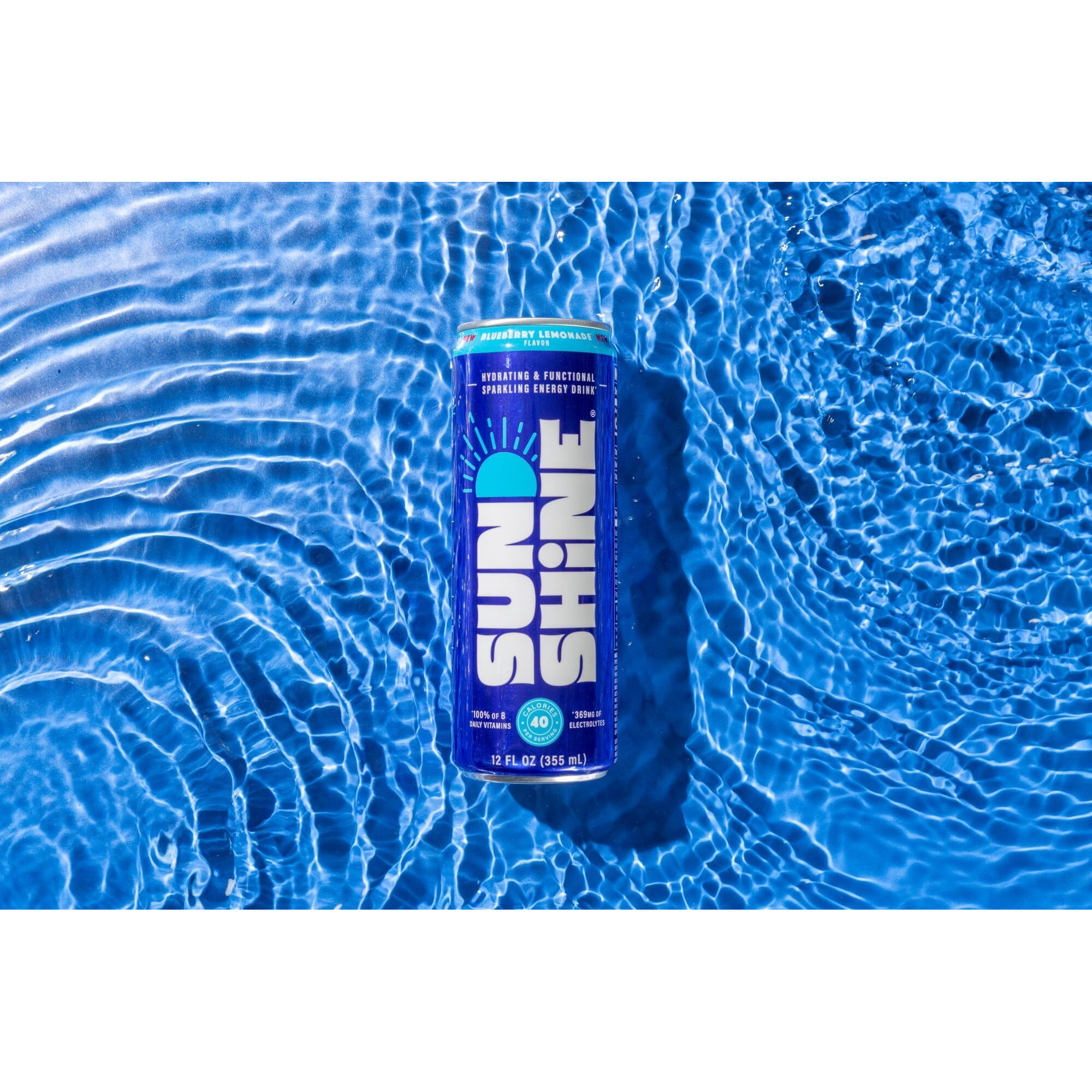 Sunshine Sparkling Energy Drink, Blueberry Lemonade With Daily Essential Vitamins, 360Mg Of Electrolytes, 70Mg Of Natural Caffeine, 12 Fl Oz (Pack Of 12)