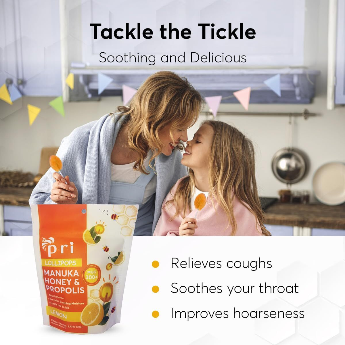 Pri Manuka Honey Lollipops With Propolis, Certified Mgo 300+ - Throat Soothing, Lemon Flavor, (24 Lollipops, 5.46Oz)