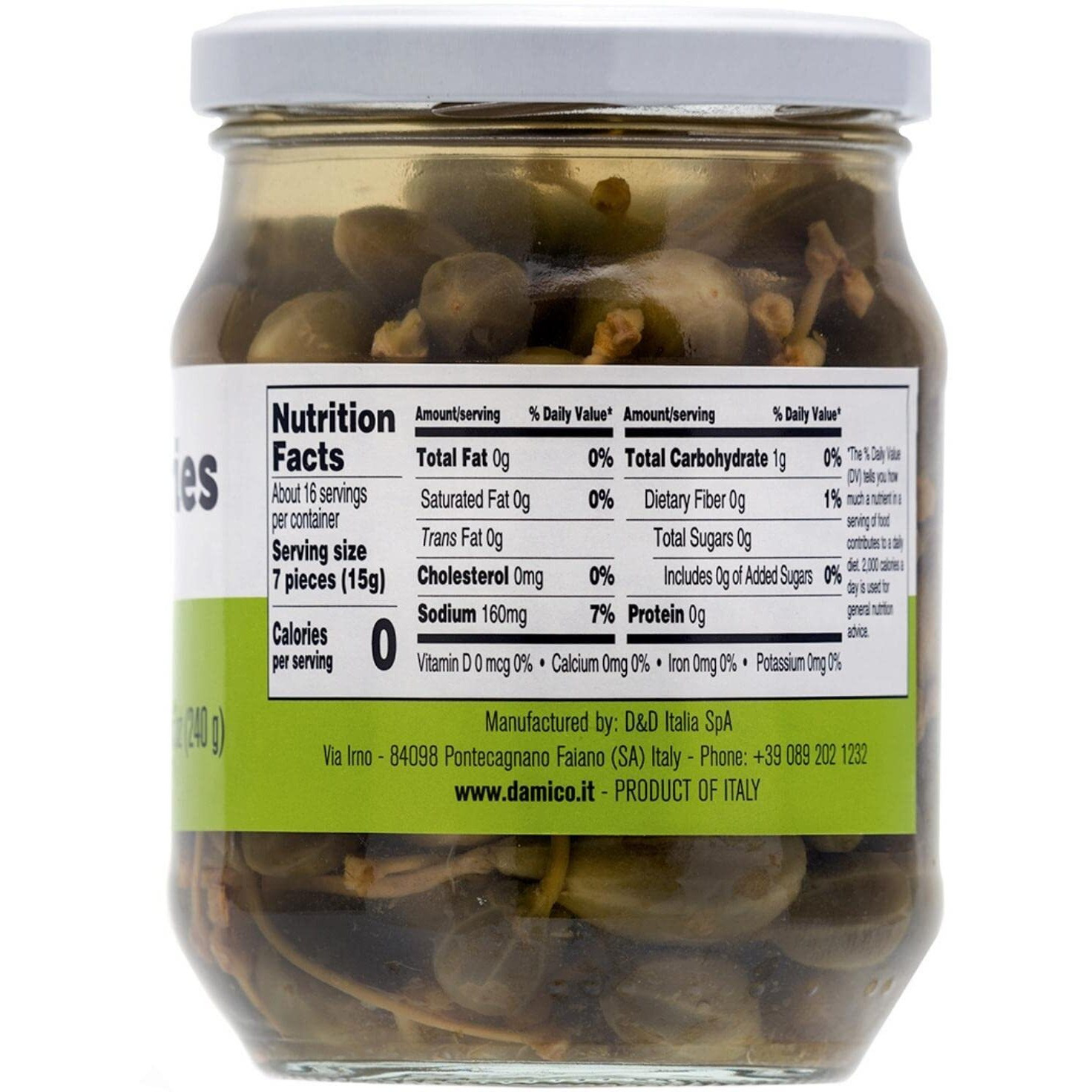 Caperberries, Premium Qulaity, First Selection, Pickled, Capers, Family Size, 19Oz (540G), Non-Gmo, Fratelli D'Amico, Product Of Italy.