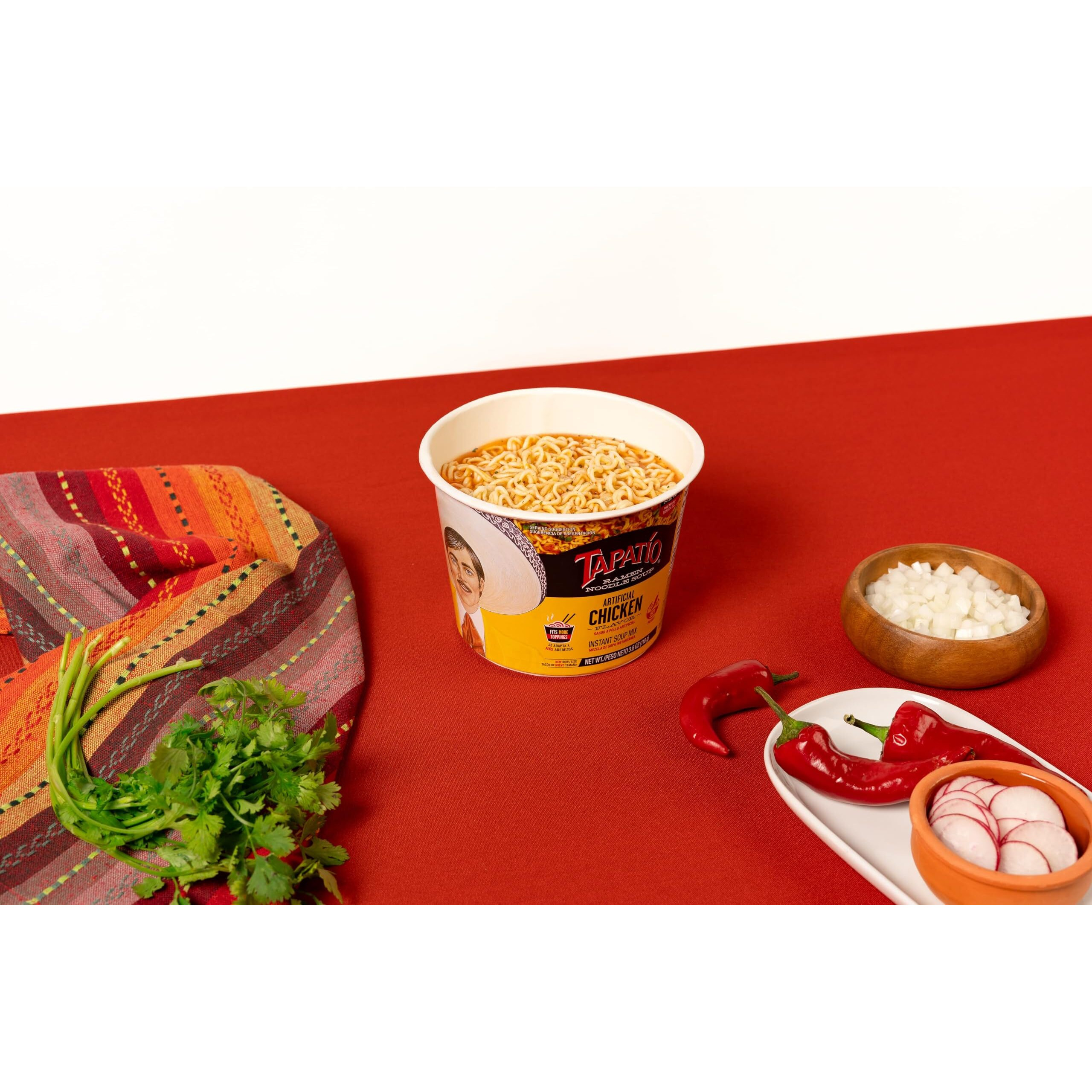 Tapatio Spicy Ramen Noodle Soup Big Bowl - Chicken Flavor - 3.88 Oz (Bulk Case Of 6)