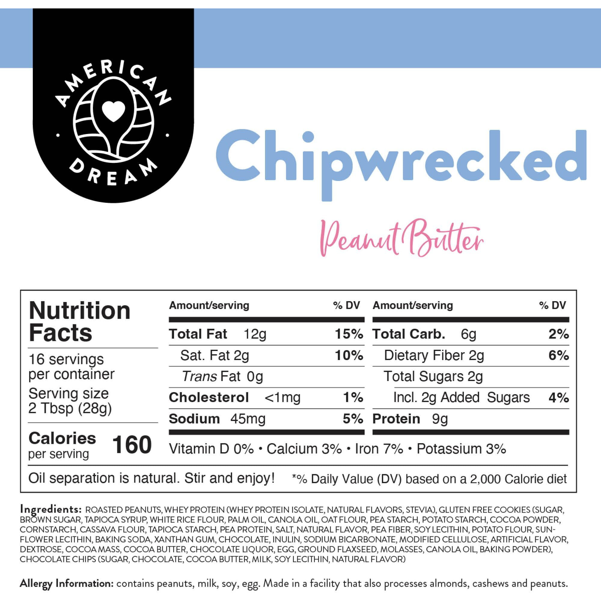 American Dream Nut Butter - Gluten-Free Chipwrecked Peanut Butter