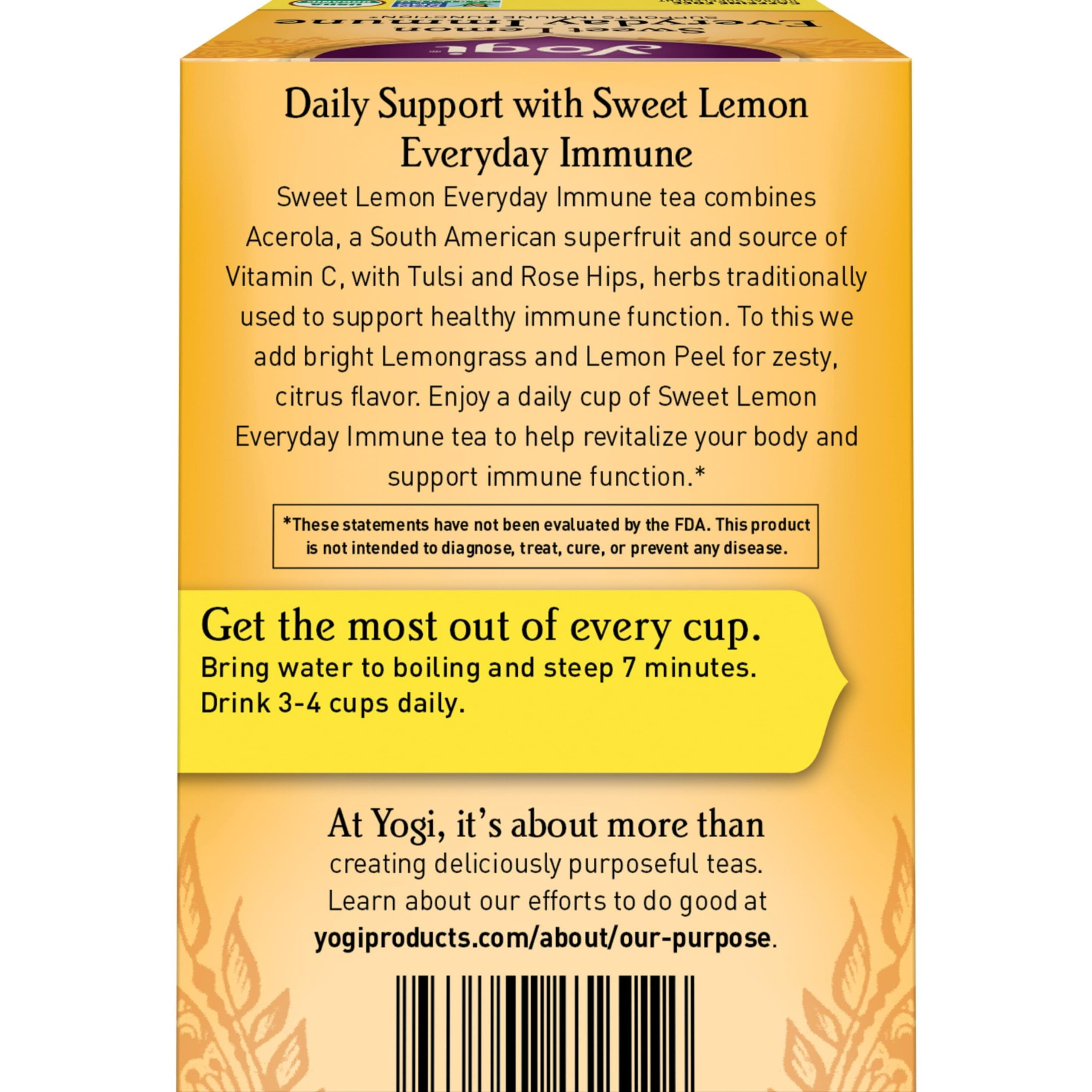 Yogi Tea Sweet Lemon Everyday Immune Tea - 16 Tea Bags Per Pack (6 Packs) - Daily Immune Support Tea - Delicious Lemon Tea Bags - Includes Tulsi, Lemongrass, Rose Hip, Lemon Peel & More