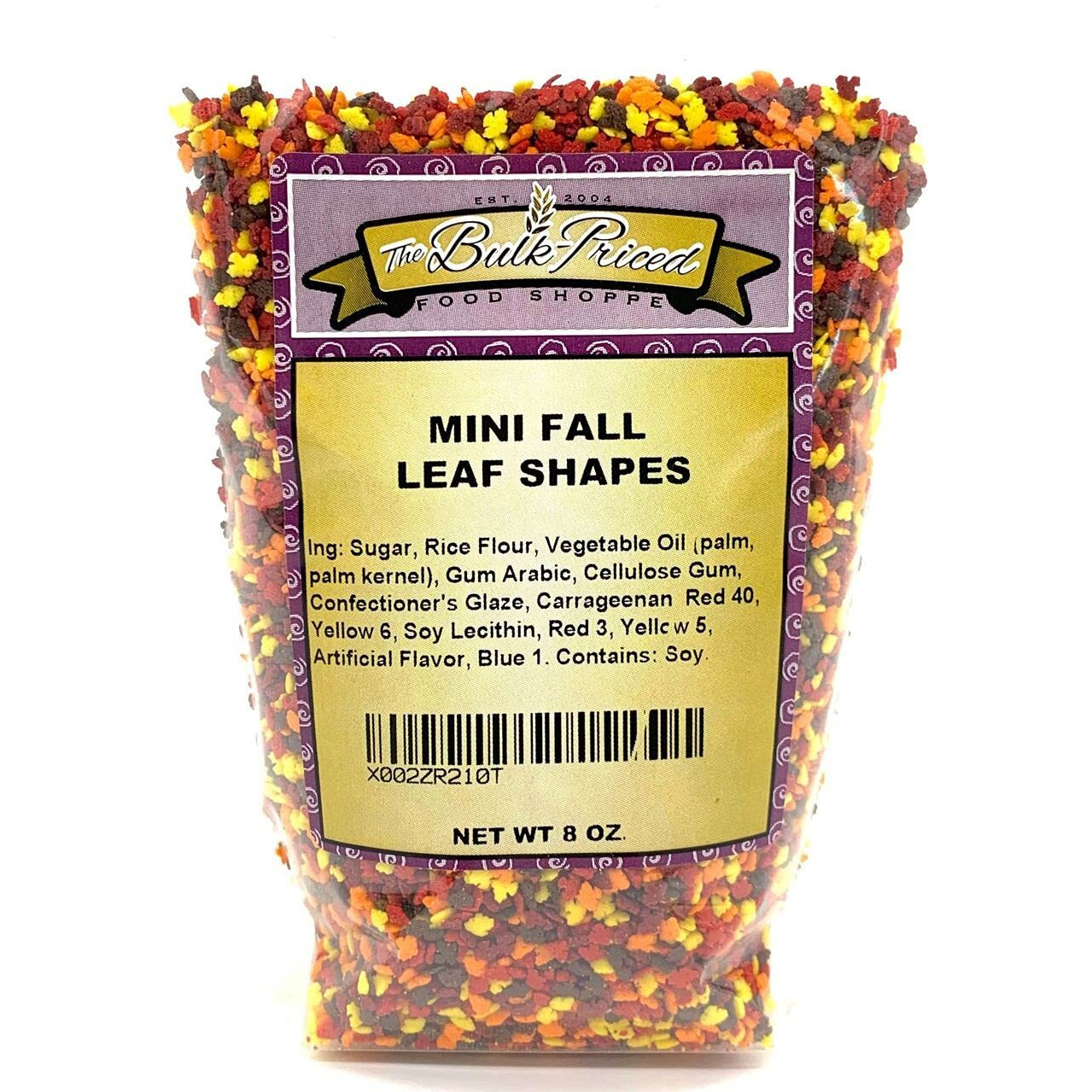 Mini Fall Leaf Shaped Sprinkles, Mixed Fall Colors, Bulk Size (8 Oz. Resealable Zip Lock Stand Up Bag)
