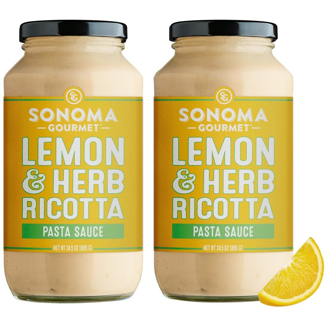 Lemon Herb Ricotta Pasta Sauce | No-Sugar Added | Fresh Ingredients | 25 Ounce Jars (Pack Of 2)