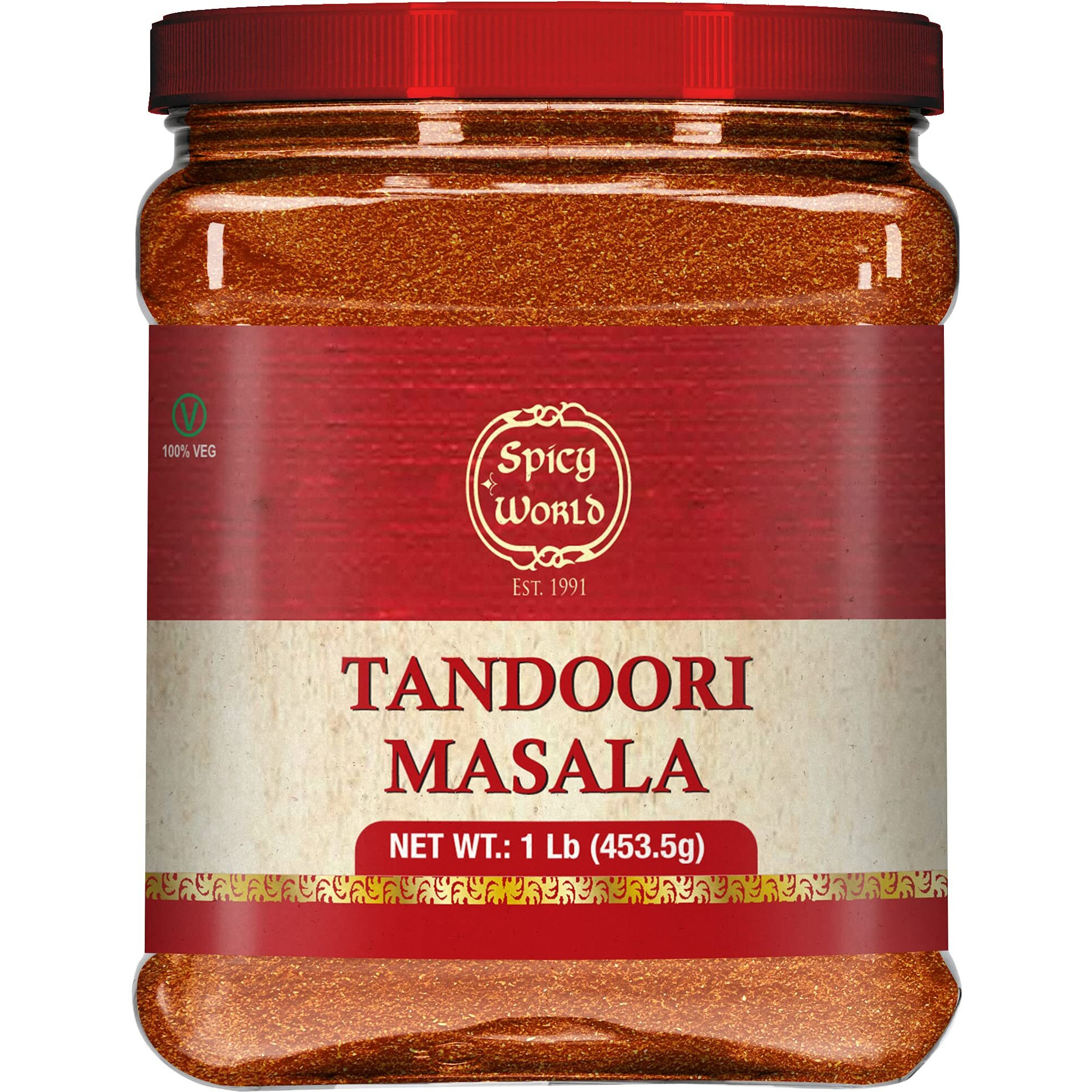 Spicy World Tandoori Masala 1 Lb Jar Pack (Bulk Spice) - 16 Ounce - Seasoning - Natural, No Colors Added - Tikka Masala -