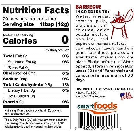 Mrs Taste Multi-Pack Sugar Free Bbq, Zero Calories, Zero Sodium, Zero Sugar, High Fiber, Keto Friendly, Paleo Friendly, Condiments And Sauces (2 Pack, Bbq)