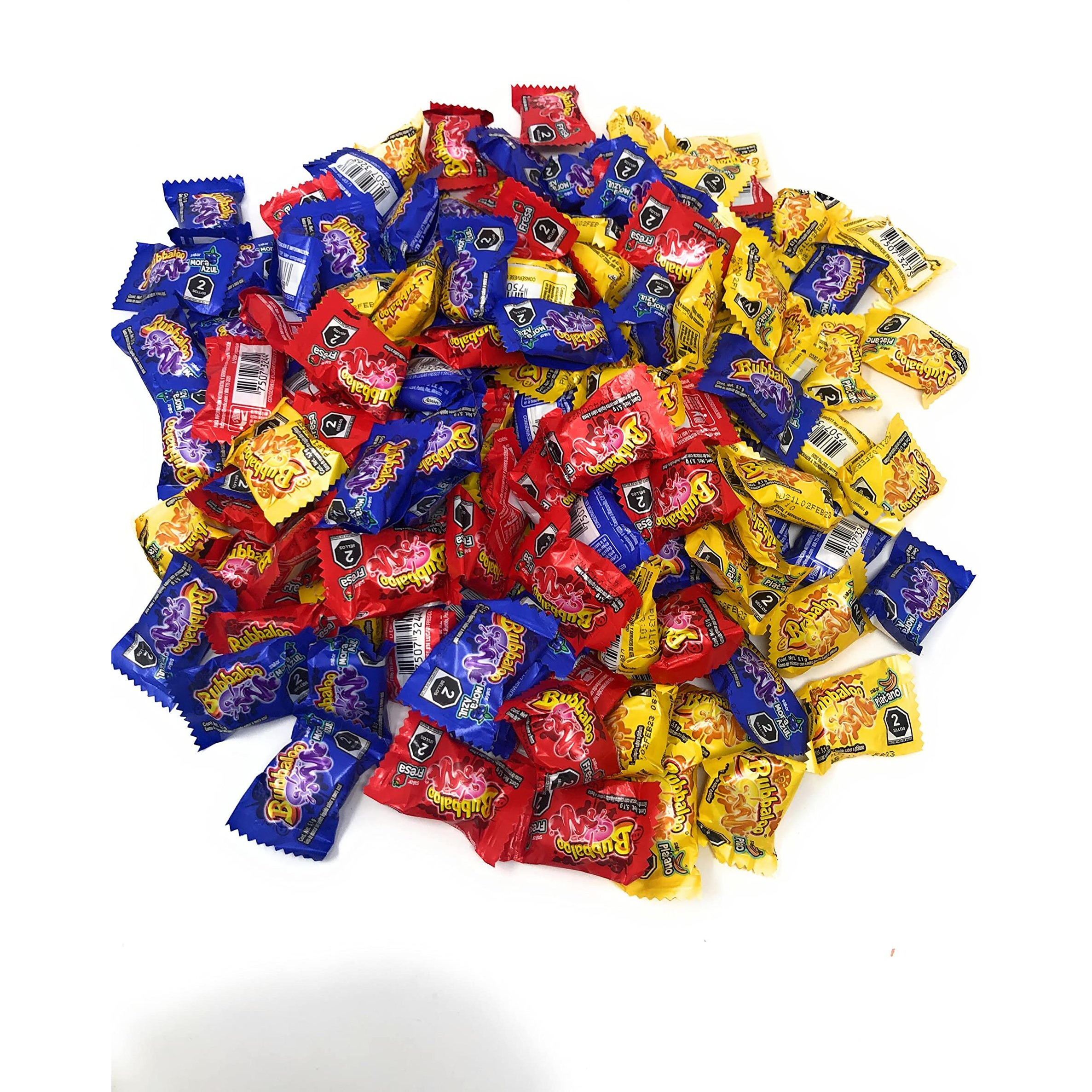 Bubbaloo Mexican Bubble Gum Variety Pack, 150 Pcs. Authentic Bubblegum Fruit Flavors, Banana, Strawberry, And Blueberry, By Don Turinos