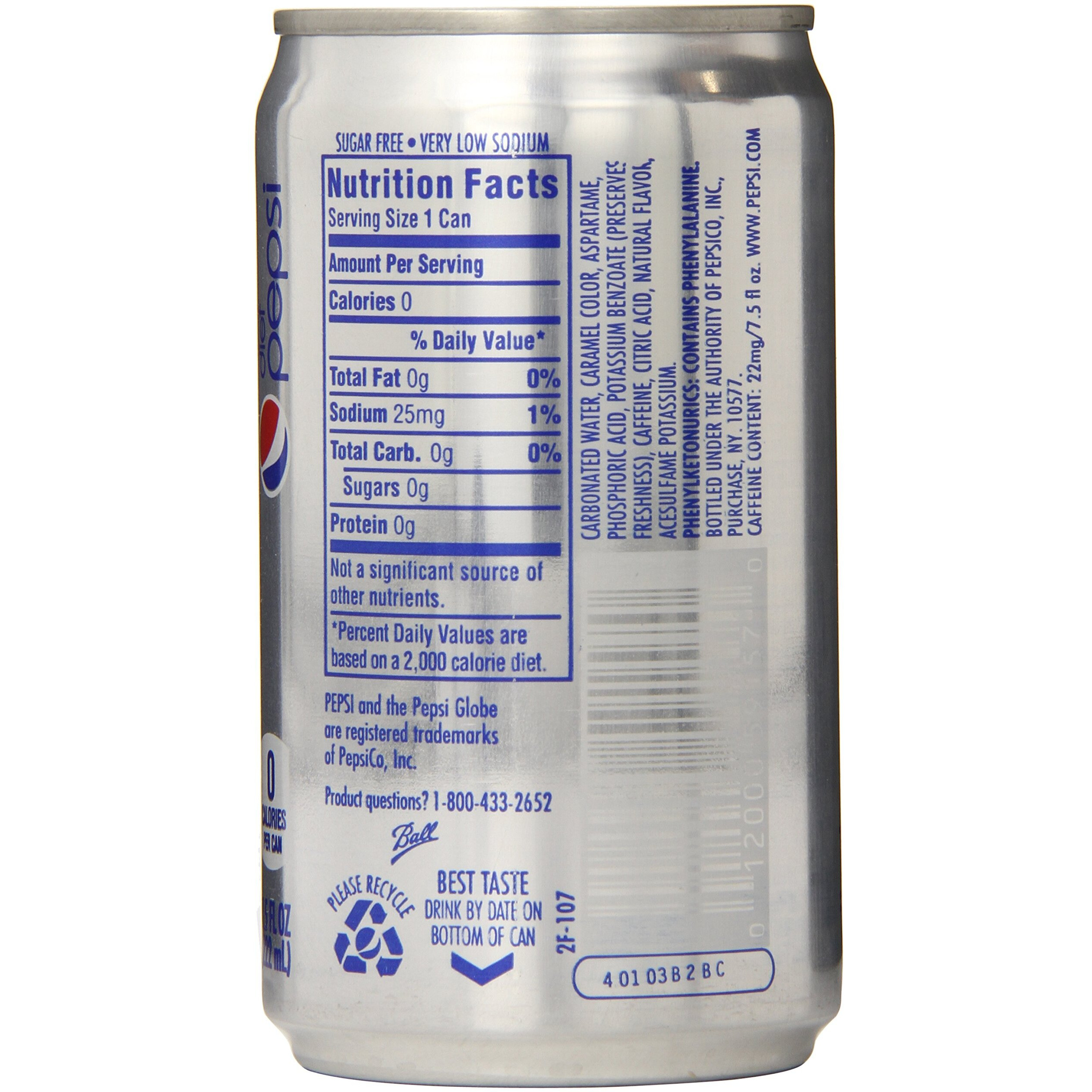 Diet Pepsi, 7.5 Fl Oz Mini Cans, 24 Pack