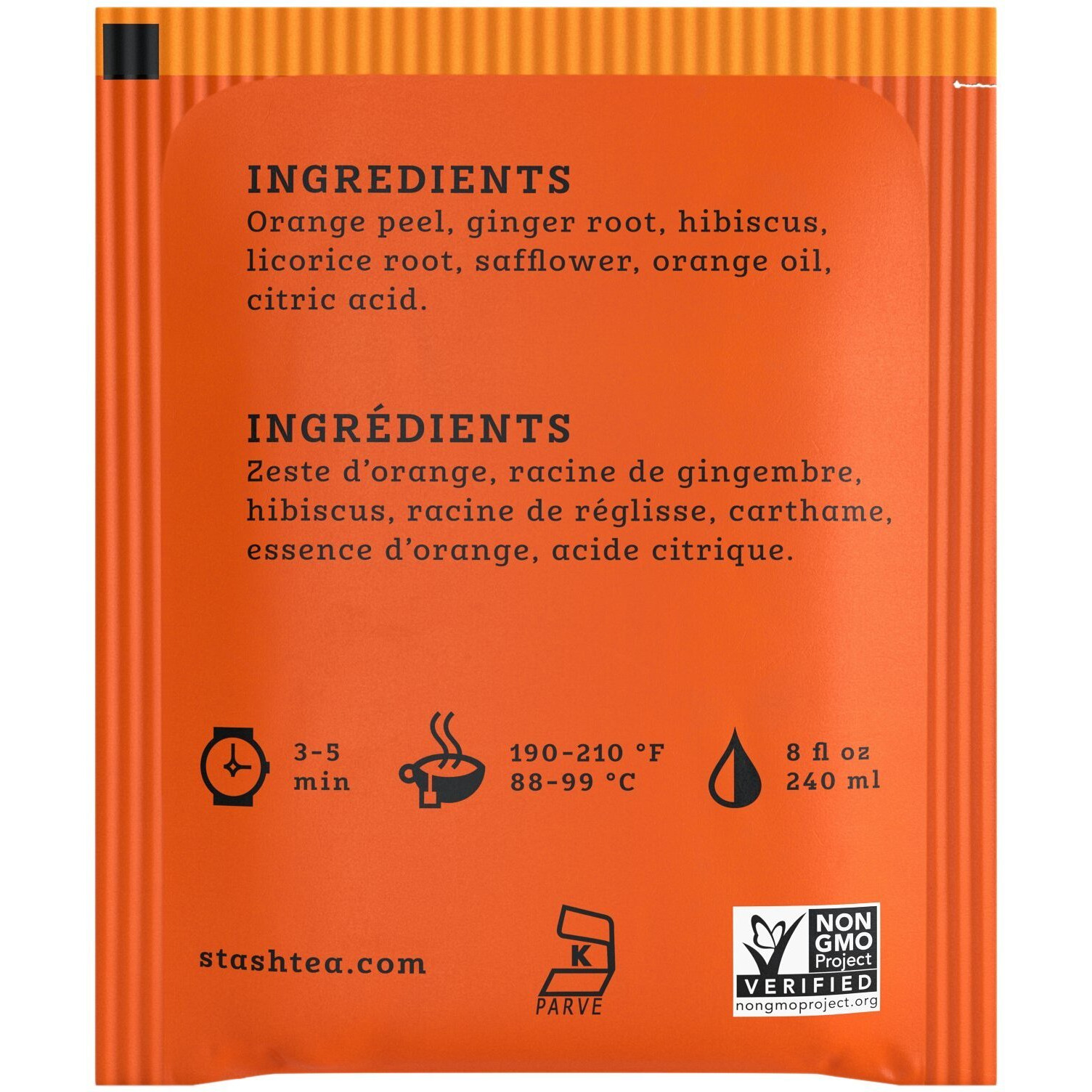 Stash Tea Sunny Orange Ginger Herbal Tea - Naturally Caffeine Free, Non-Gmo Project Verified Premium Tea With No Artificial Ingredients, 18 Count (Pack Of 6) - 108 Bags Total