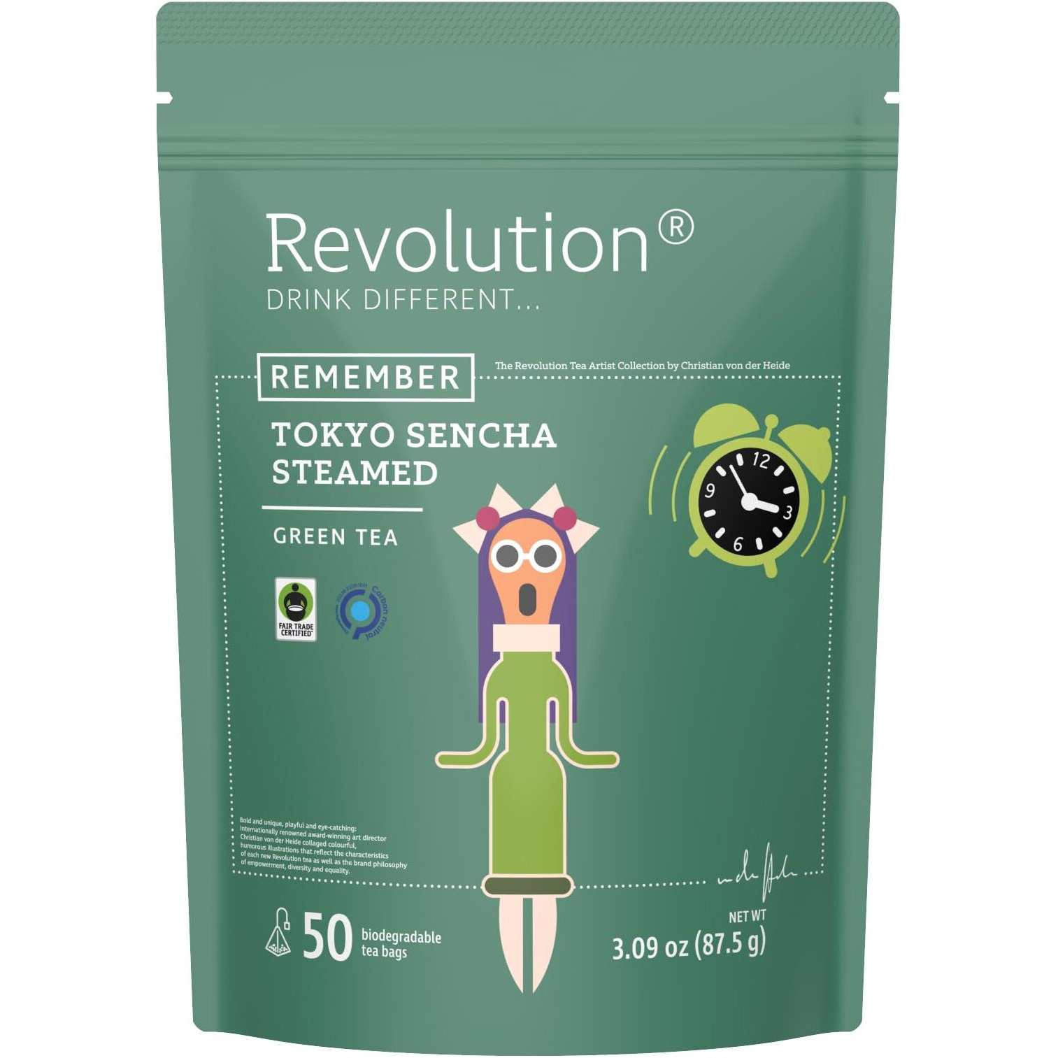 Revolution Tea Sencha Green Tea [The Original] - Tokyo Sencha Steamed - Premium Full Leaf Tea - Biodegradable Infuser Tea Bags - Green Tea - 50 Bags