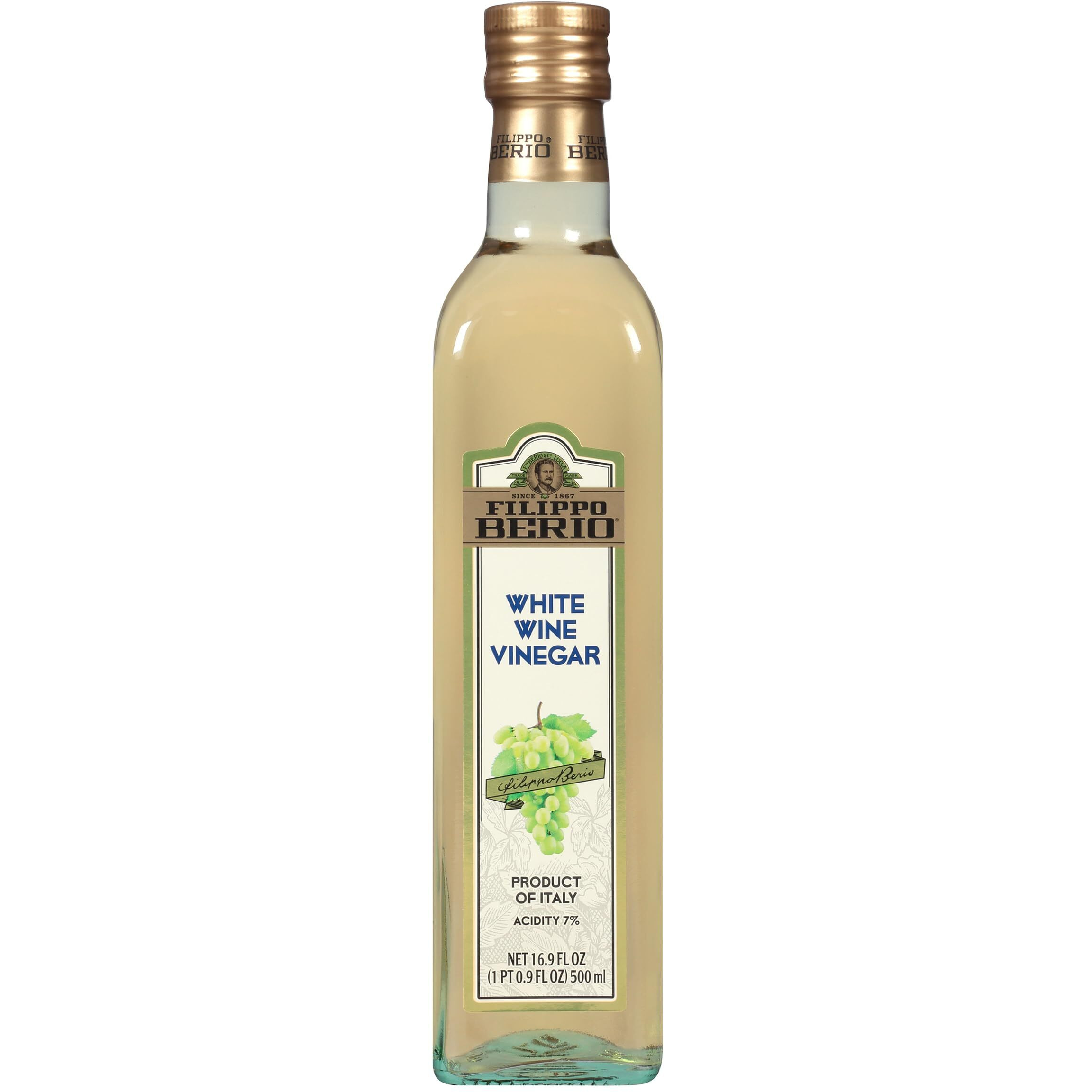 Filippo Berio Italian White Wine Vinegar, 16.9 Ounce Glass Bottle