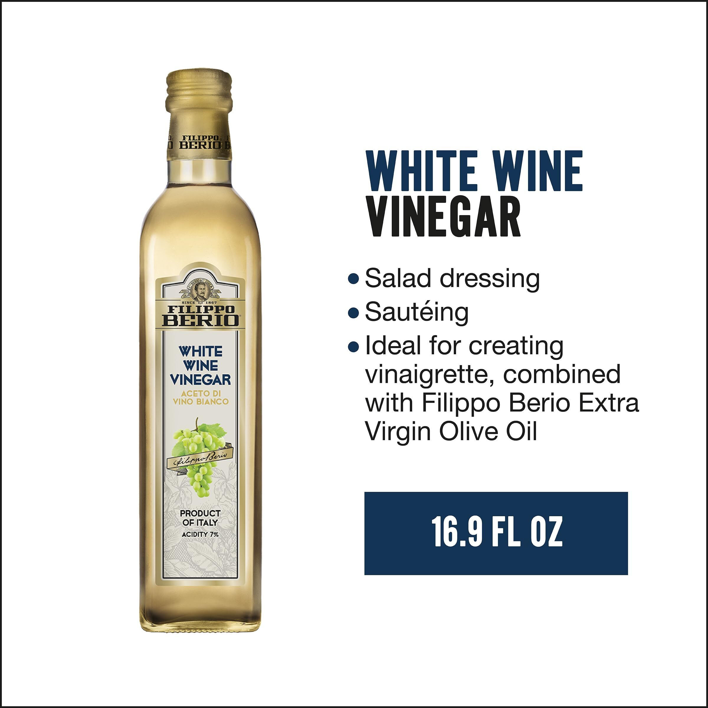 Filippo Berio Italian White Wine Vinegar, 16.9 Ounce Glass Bottle