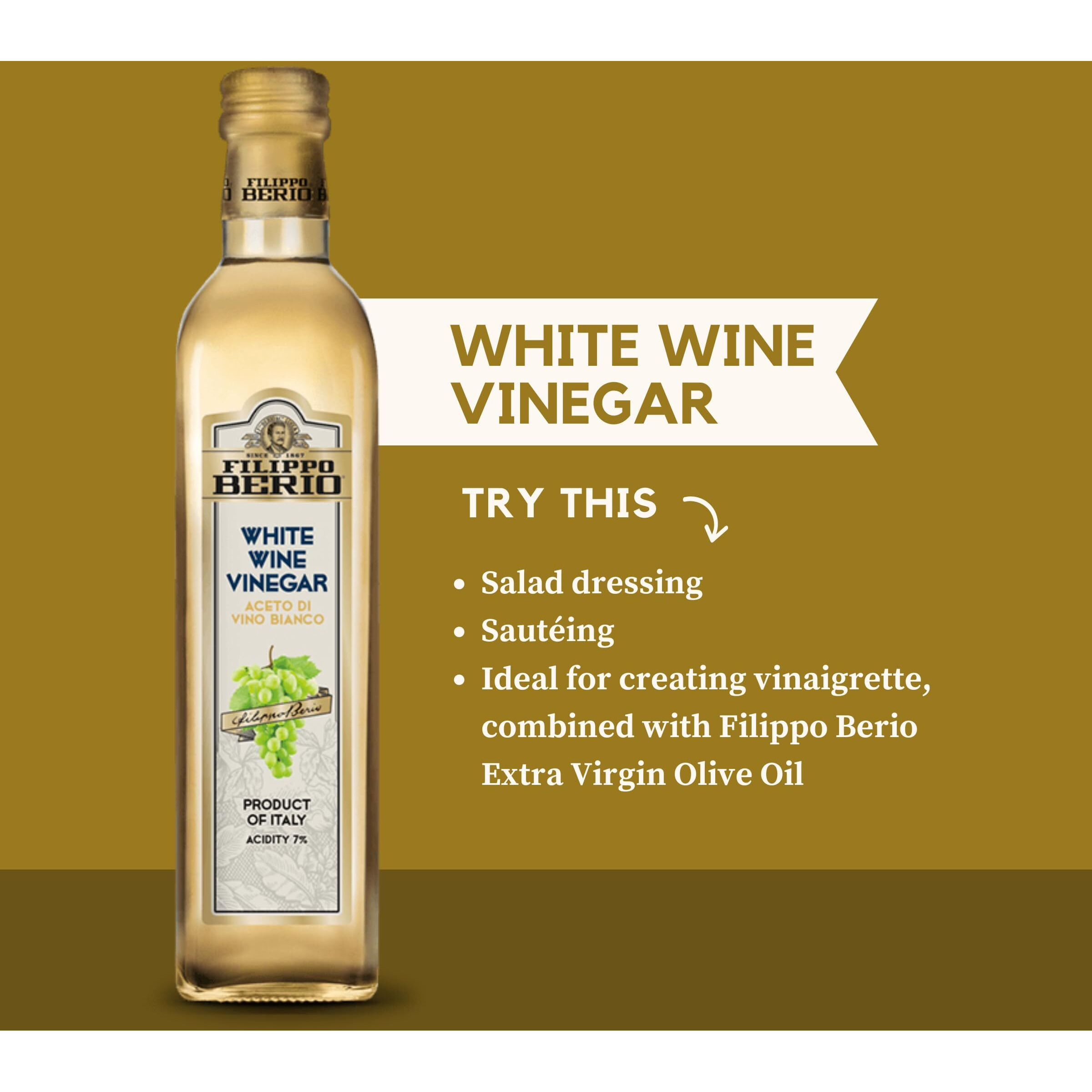 Filippo Berio Italian White Wine Vinegar, 16.9 Ounce Glass Bottle