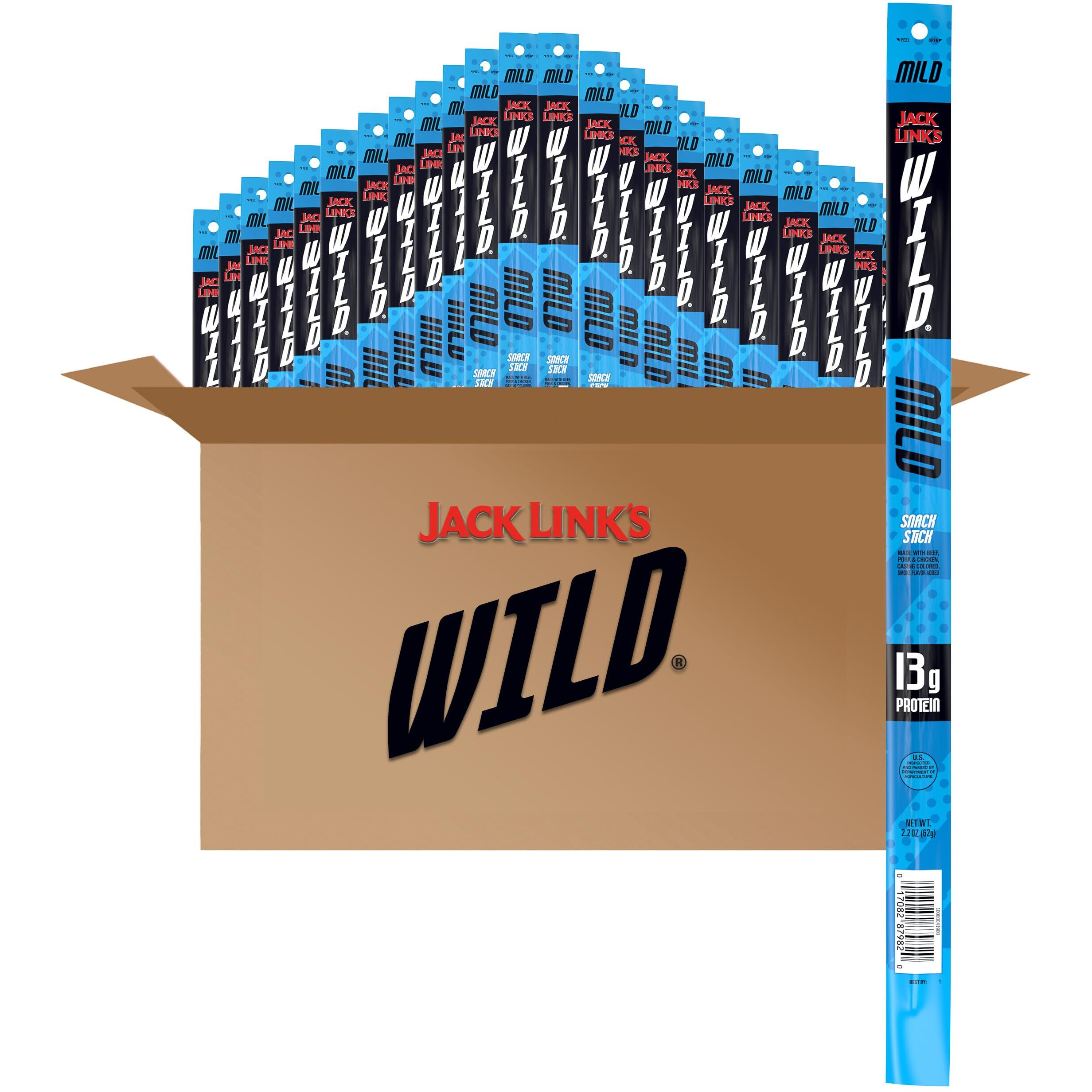 Jack Link's Wild Beef Sticks, Mild - Protein Snack, Meat Stick With 14G Of Protein, 2.2 Oz. (Pack Of 24)