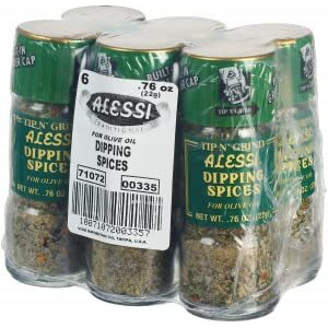 Alessi Herb & Seasoning Grinder, Dipping Spices For Olive Oil, Tip N' Grind (Garlic, 0.76 Ounce (Pack Of 6))