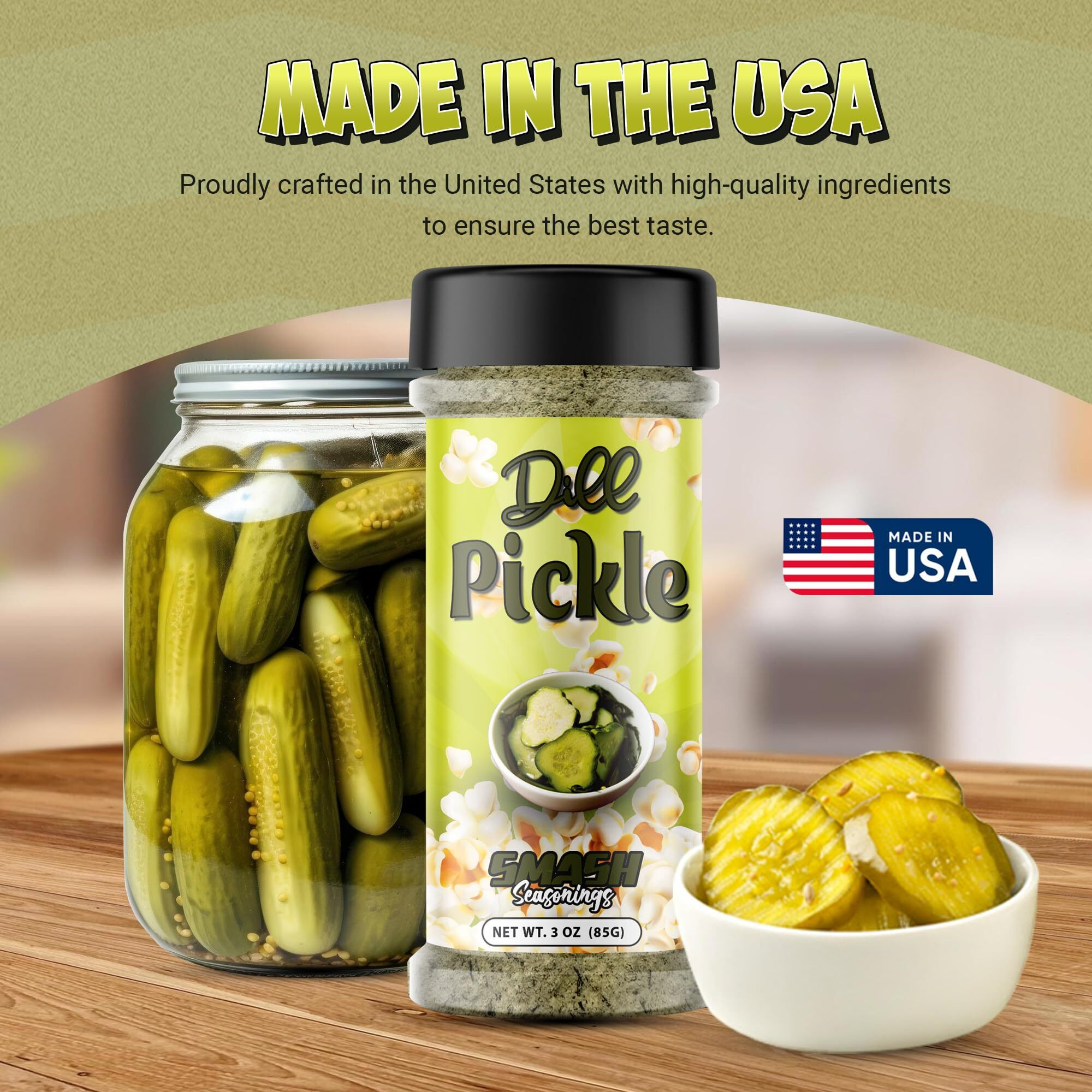 Smash Seasonings Dill Pickle Popcorn Seasoning - 2 Pack Of Delicious Popcorn Seasoning In A Shaker Bottle 3Oz