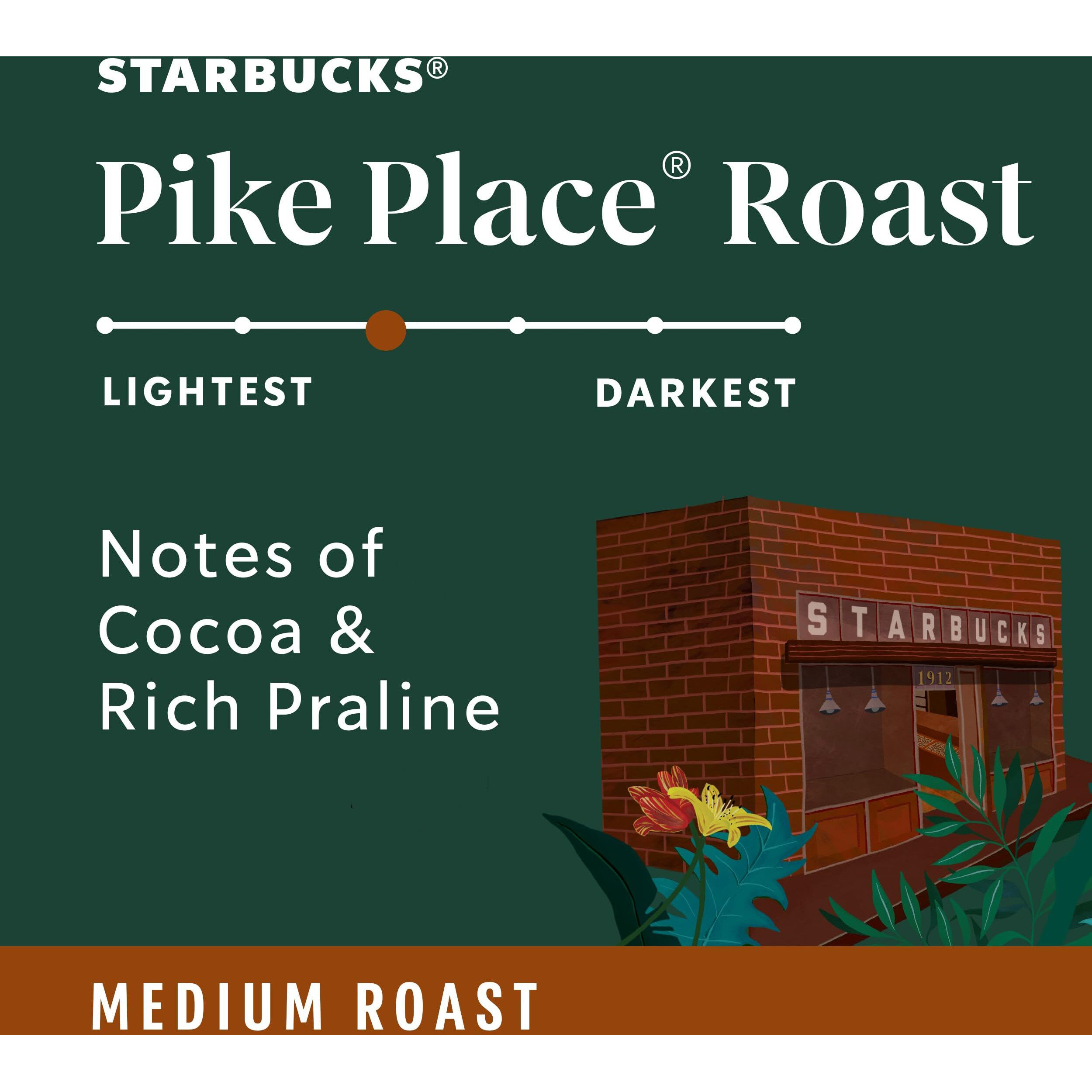Starbucks Whole Bean Coffee, Medium Roast Coffee, Pike Place Roast, 100% Arabica, 1 Bag (18 Oz)