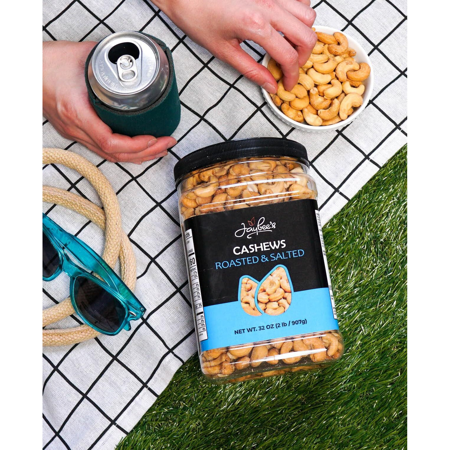 Cashews Roasted Salted - 32 Oz 2 Lbs | Whole Cashew Nut | Healthy Protein Snack | Natural Keto & Vegan Diet Friendly | Great For Cooking, Baking, Salads | Kosher | Jaybee's Nuts