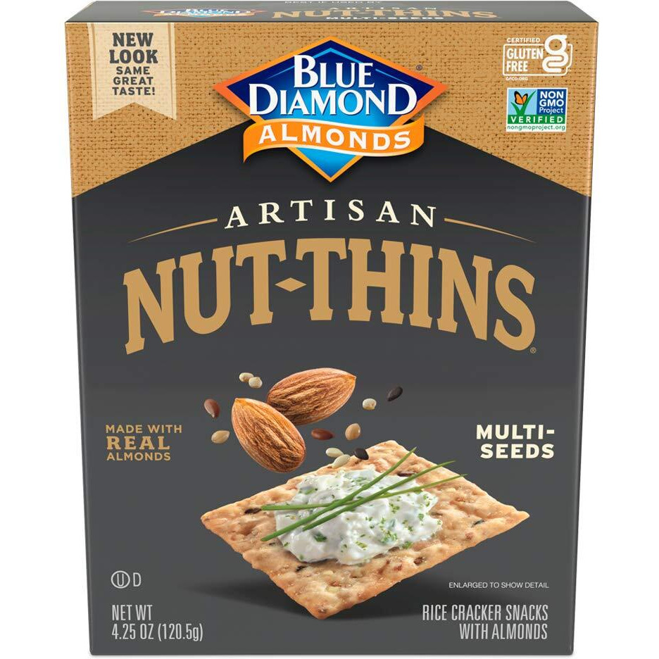 Blue Diamond Almonds Artisan Nut Thins Cracker Crisps, Multi-Seeds, 4.25 Ounce (Pack Of 12)