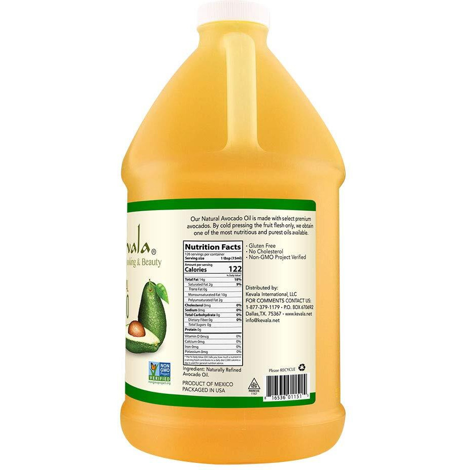 Kevala Avocado Oil - Avocado Oil For Cooking - Avocados - Cold Pressed Avocado Oil - Cooking Oil - Avocados Fresh - Vegetable Oil For Cooking - 64 Fl Oz - 1/2 Gallon