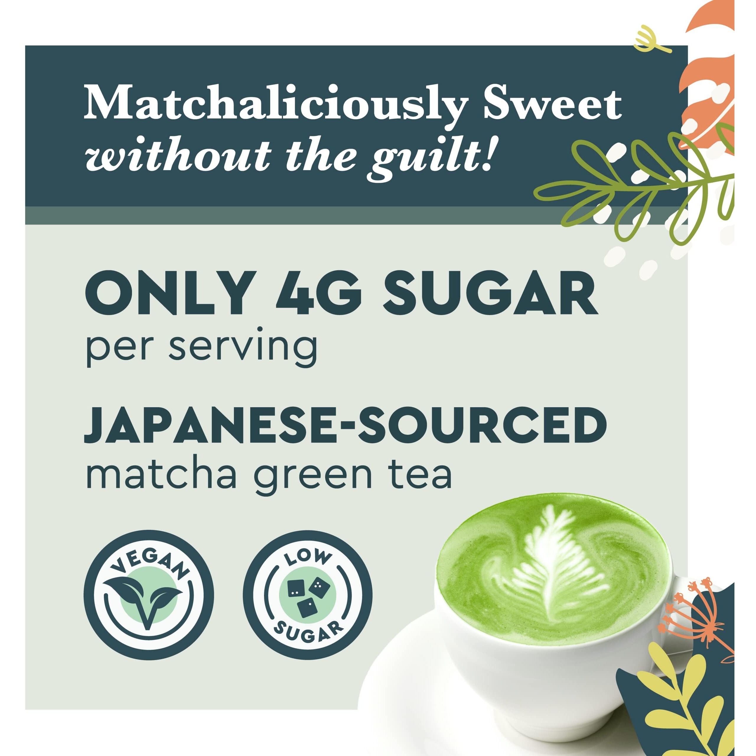 Matchalicious Japanese Matcha Powder, Sweetened Green Tea Powder Vegan, Gluten Free, Low Sugar, For Baking, Lattes, Smoothies, And Matcha Tea, Just Add Water, Dissolves Easily, 17 Servings, 6 Oz