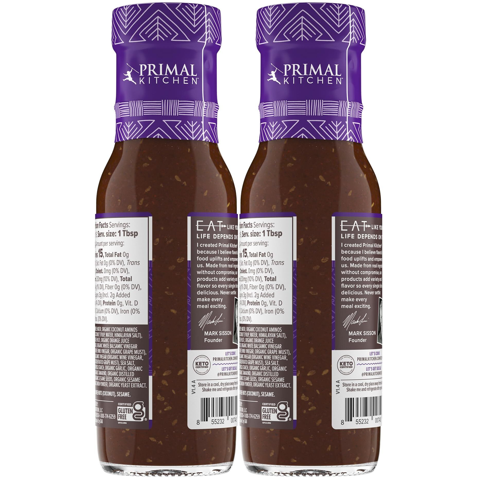 Primal Kitchen No-Soy Organic Teriyaki Sauce & Marinade, Made With Real Ingredients, 8.5 Ounces, Pack Of 2