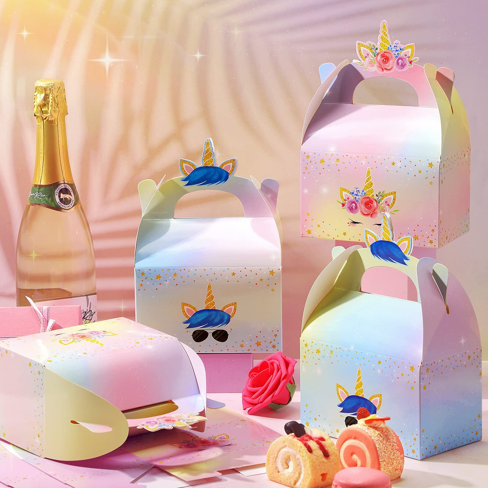 Unicorn Gift Boxes Party Supplies Unicorn Party Favor Boxes Rainbow Unicorn Theme Treat Boxes Candy Goodies Gift Boxes For Girls Boys Kids Birthday Party Decorations Supplies (Unicorn, 24 Pieces)