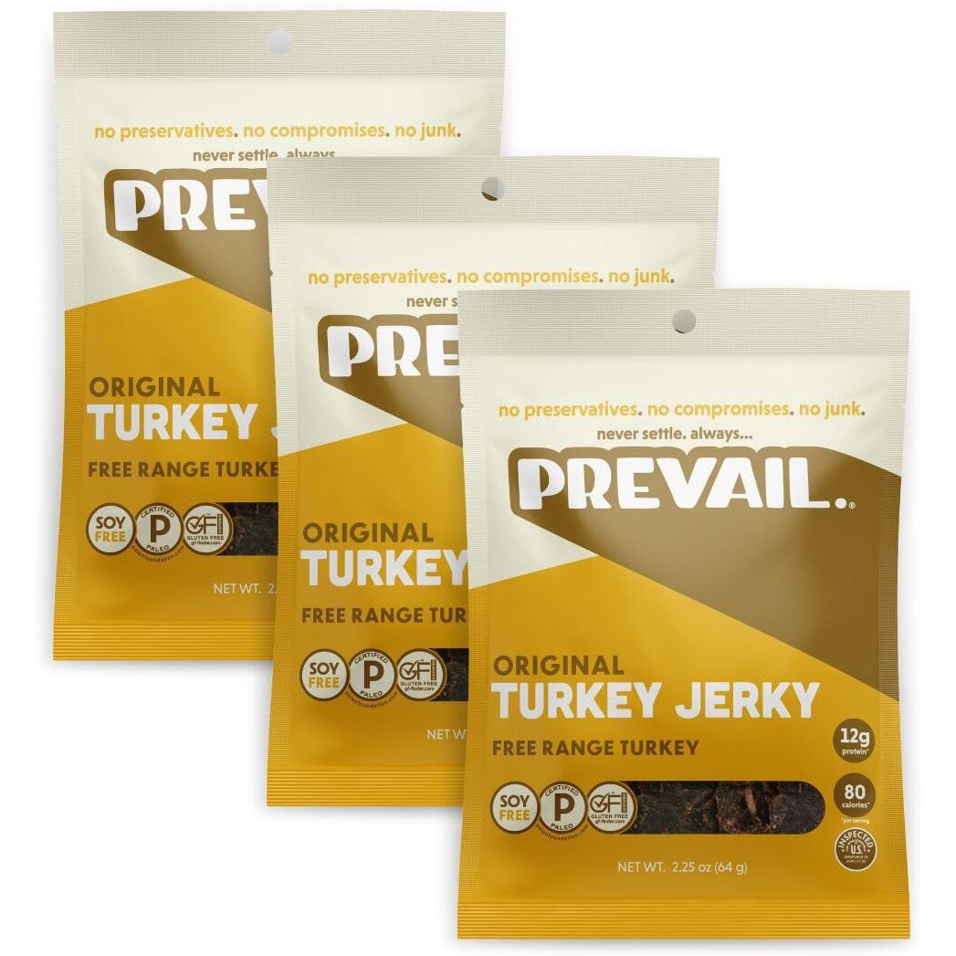 Free-Range Turkey Jerky, By Prevail - Low Sodium And Gluten Free | Pack Of (3) Bags | | Our Gourmet Jerky Is Paleo Certified, Soy Free, Free Of Preservatives, And Contains No Gmo's