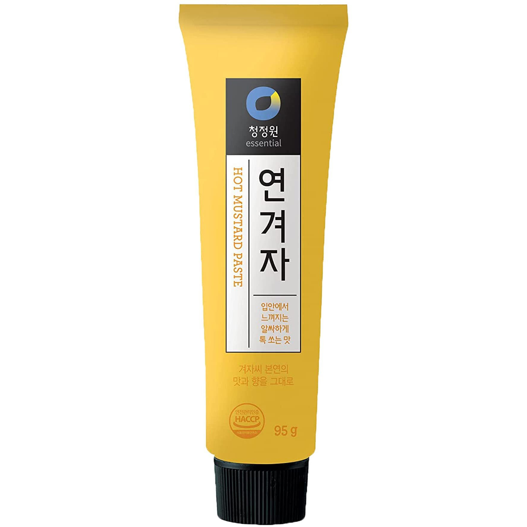 Chung Jung One Korean Premium Hot Spicy Yellow Mustard Paste, All-Natural, No Synthetic Additives, Versatile For Hot Dogs And Naengmyeon, 95G
