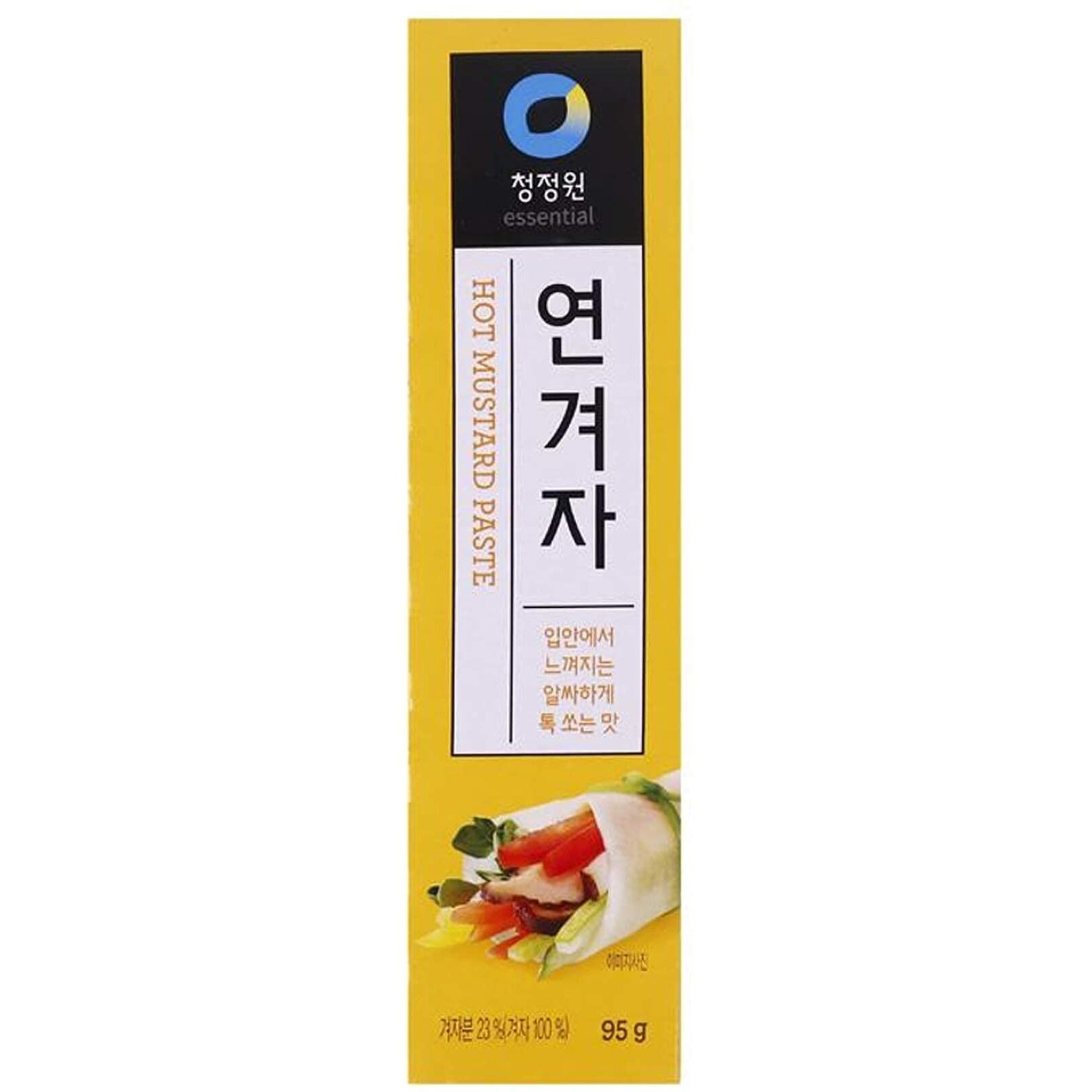 Chung Jung One Korean Premium Hot Spicy Yellow Mustard Paste, All-Natural, No Synthetic Additives, Versatile For Hot Dogs And Naengmyeon, 95G
