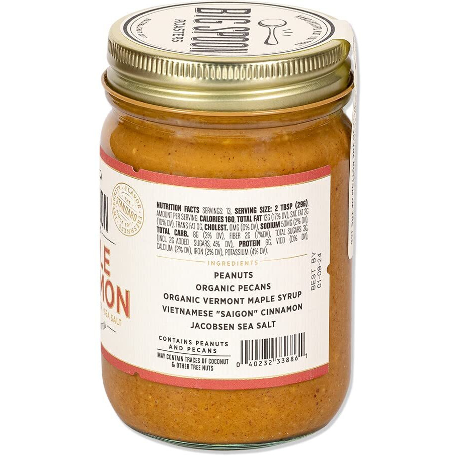 Big Spoon Roasters Maple Cinnamon Peanut & Pecan Butter - Low Sugar Peanut Butter - Creamy Peanut Butter W/Maple Syrup, Organic Peanuts & Pecans - Keto, Vegan, Palm Free Maple Nut Butter - 13 Ounces