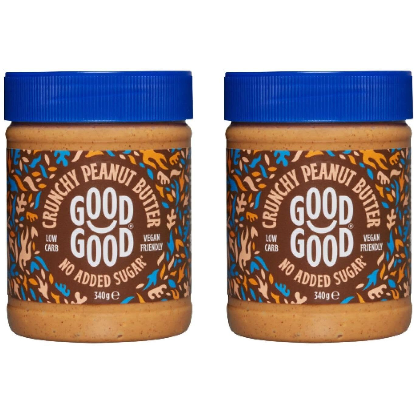 Good Good Crunchy Peanut Butter Keto Friendly - Low Carb & No Added Sugars - Vegan - No Palm Oil Or Preservatives - Non-Gmo - 12 Oz / 340G (Pack Of 2)