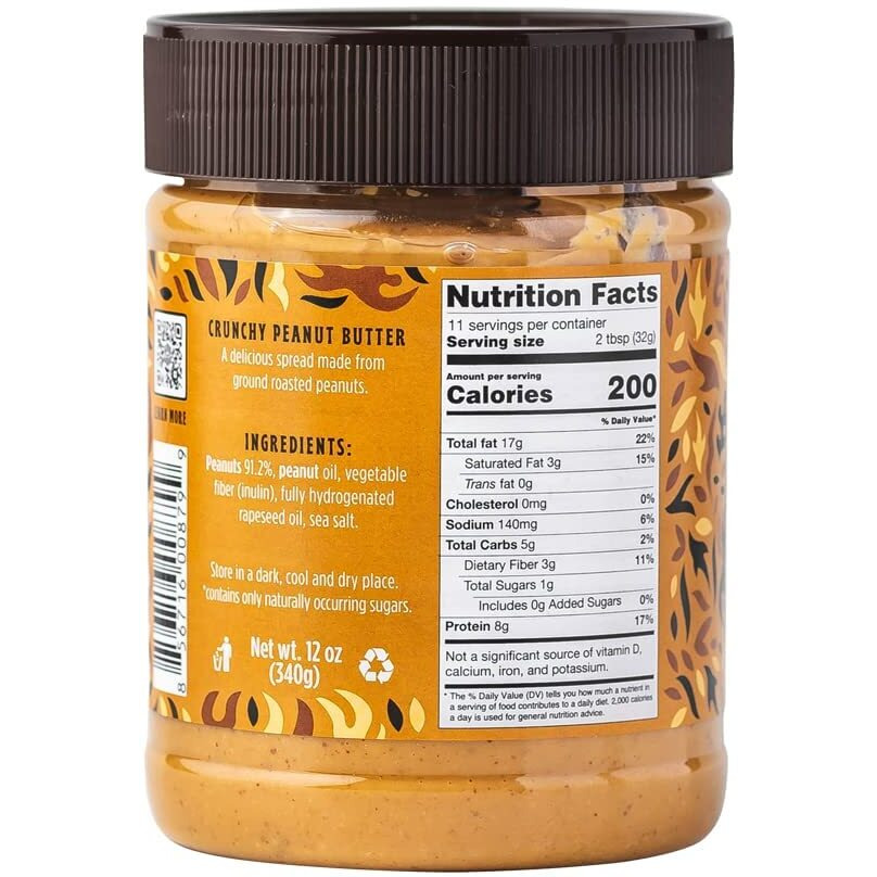 Good Good Crunchy Peanut Butter Keto Friendly - Low Carb & No Added Sugars - Vegan - No Palm Oil Or Preservatives - Non-Gmo - 12 Oz / 340G (Pack Of 2)