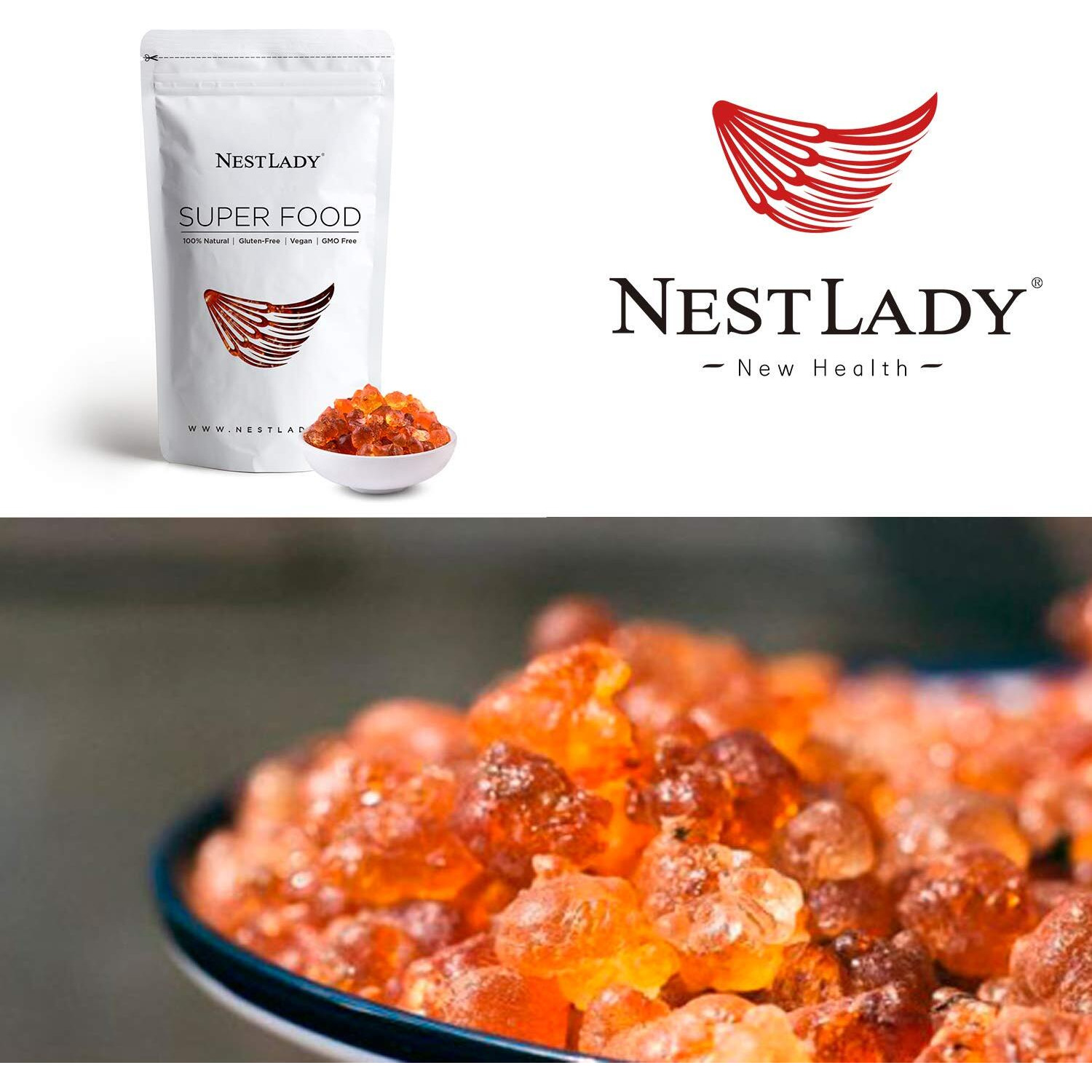 Nestlady Natural Wild Peach Gum Edible Peach Blossom Tears Tao Jiao Peach Resin  Food Additives Free 250G / 8.82Oz