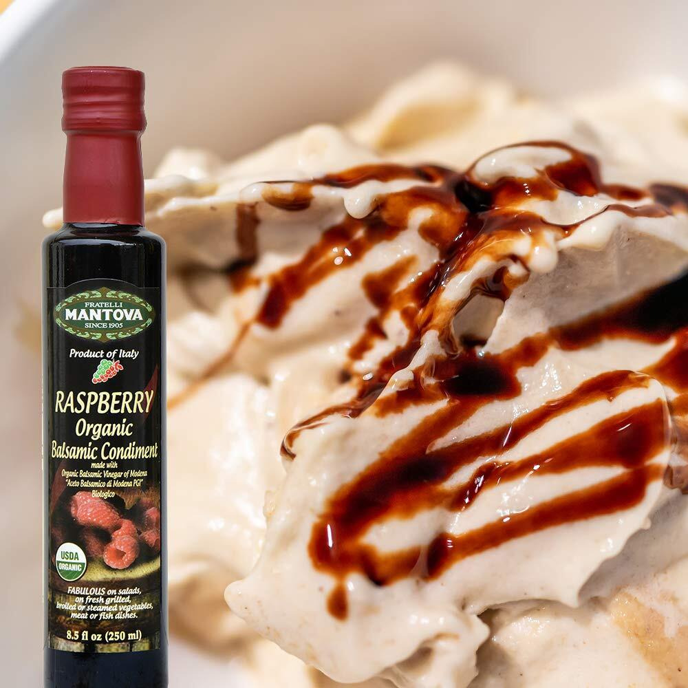 Mantova Organic Raspberry Balsamic Vinegar Of Modena, Perfect For Salad Dressing, Pasta Salad, Ice Cream And Cocktails, 8.5 Oz