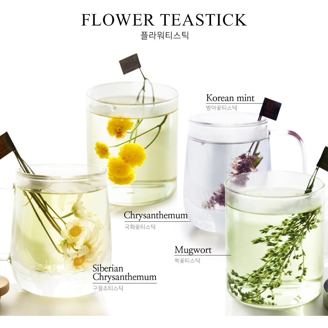 Kkokdam Tea Gift Set - Flower Tea Stick Variety Pack - Loose Leaf Tea, Blooming Tea Flowers, Korean Tea Set, Unique Tea Gifts, Fancy Tea Sets, Korean Gifts - 5 Count
