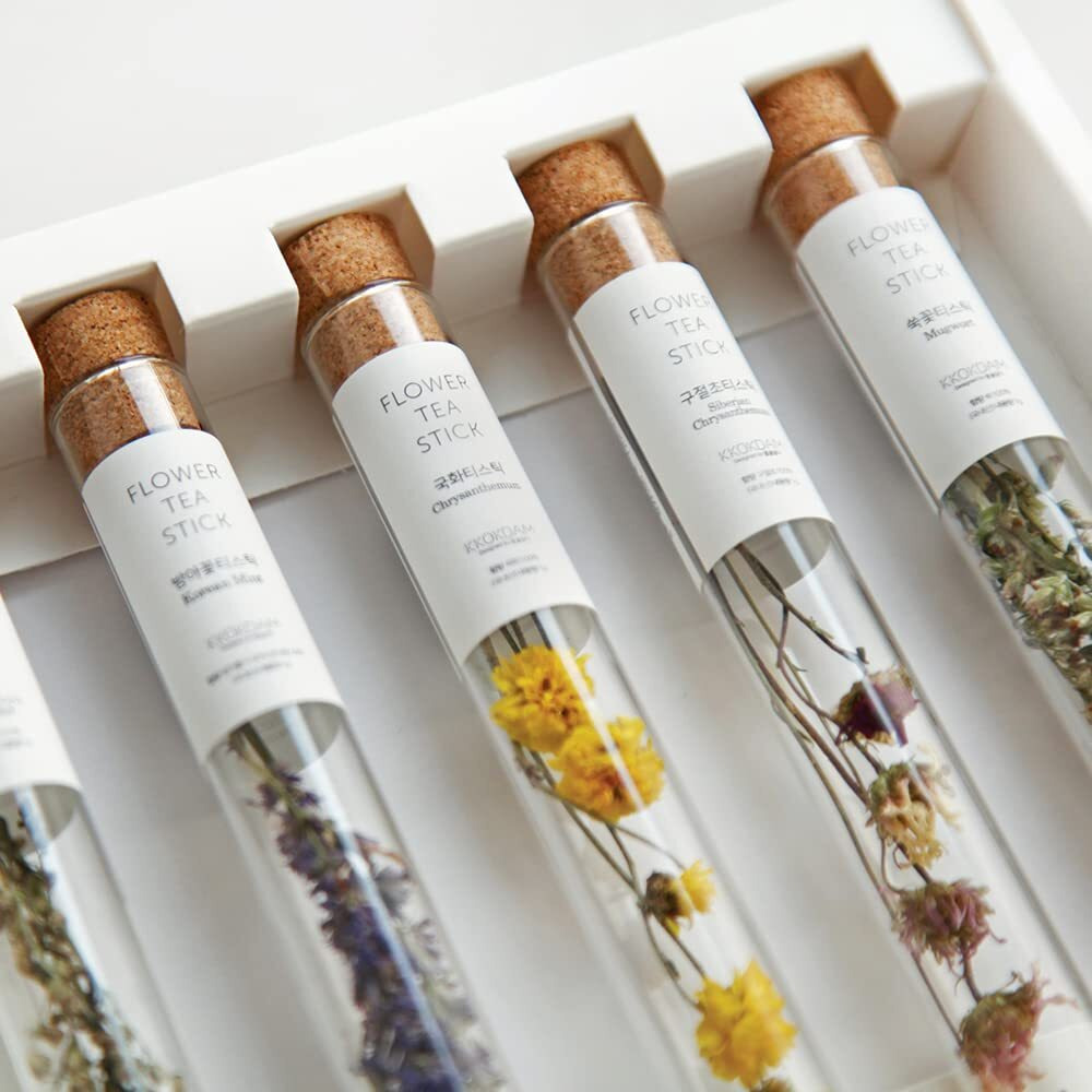 Kkokdam Tea Gift Set - Flower Tea Stick Variety Pack - Loose Leaf Tea, Blooming Tea Flowers, Korean Tea Set, Unique Tea Gifts, Fancy Tea Sets, Korean Gifts - 5 Count