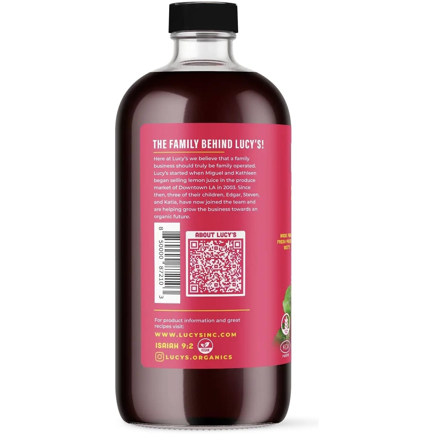 Lucys Family Owned - American Beets Organic 99% Pure Beet Juice, 34 Oz. Glass Bottle (Made From Fresh Pressed)