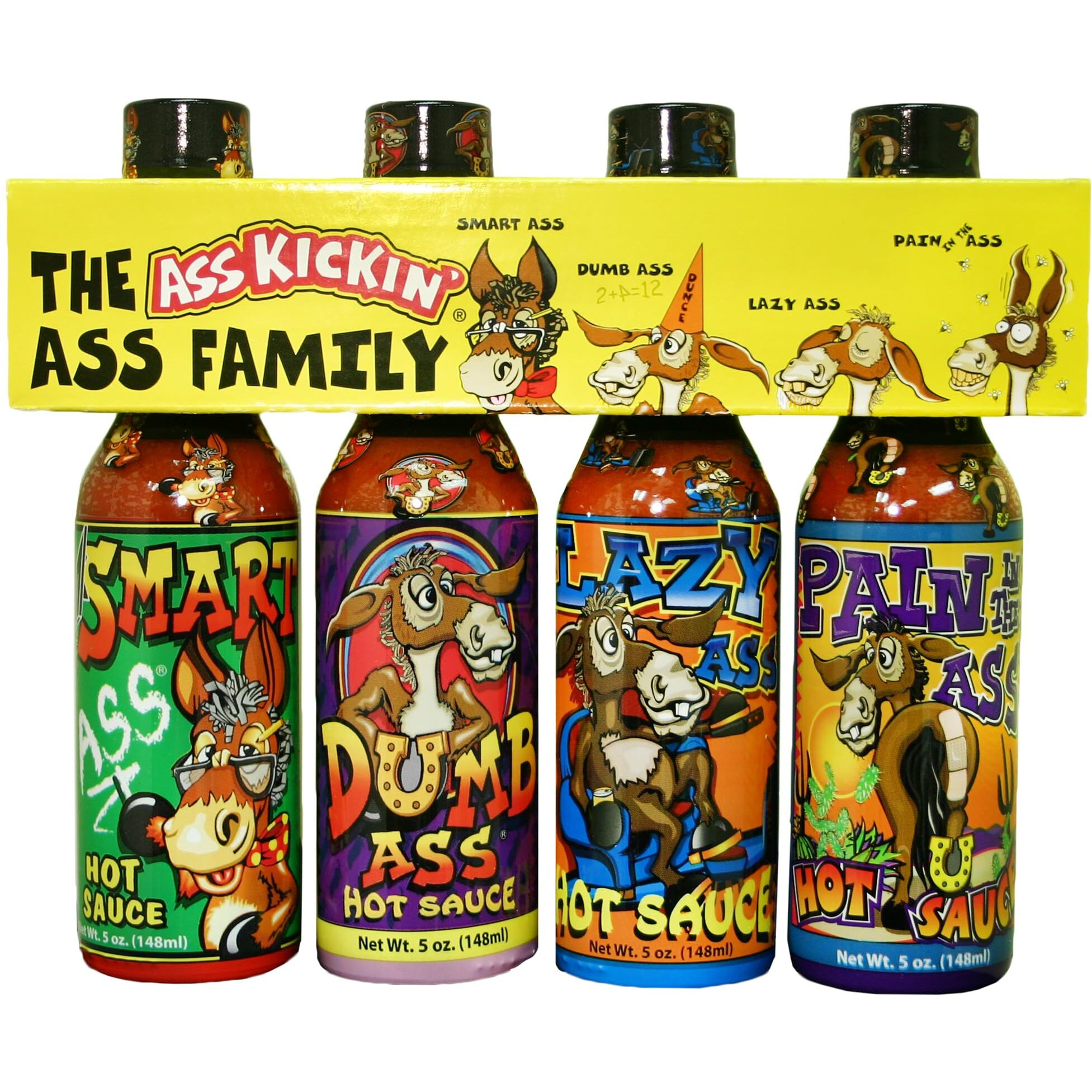 Kickin' Family Hot Sauce Gourmet Gift Set - 5Oz. 4 Pack - Try If You Dare - Perfect Ultimate Gourmet Gift For The Hot Sauce Fan