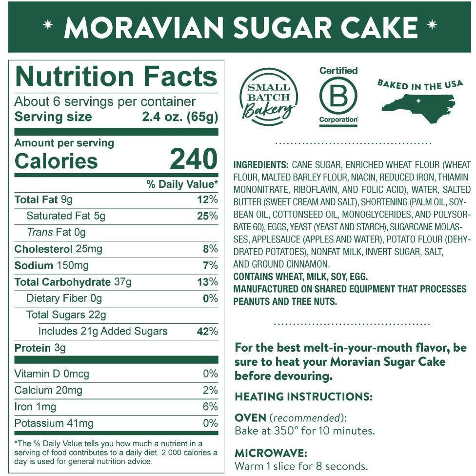 Dewey's Bakery Moravian Sugar Cake | Coffee Cake Baked With Cinnamon & Pure Cane Sugar | Fresh Baked, Get Well, Sympathy, Birthday Gift, Breakfast Treat | Pack Of 3 (14 Oz)