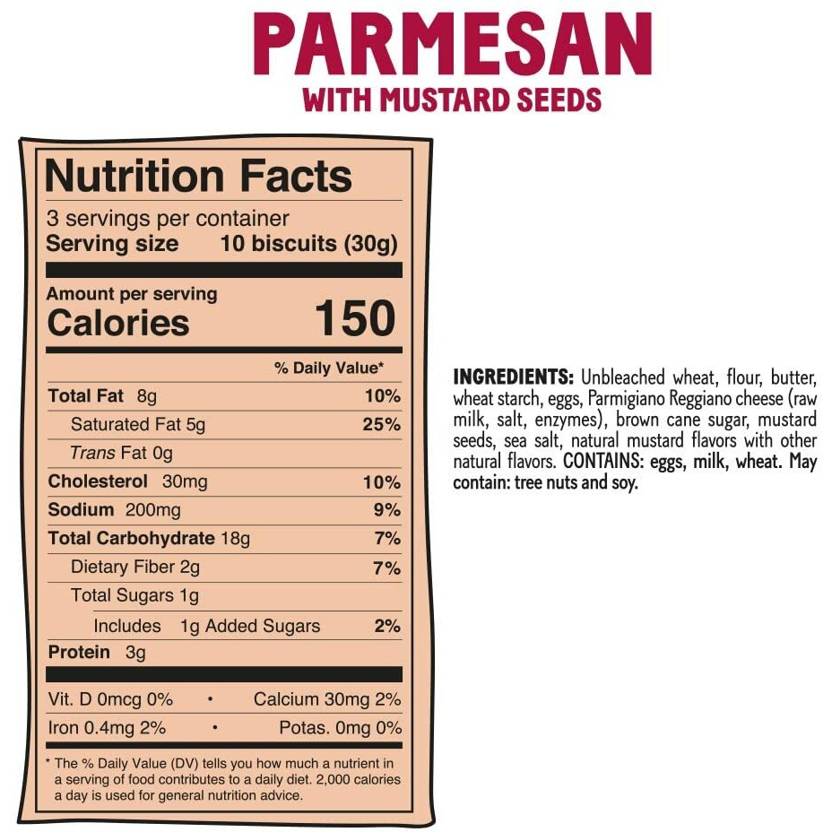 Michel Et Augustin Cheese Crackers, Parmesan Cheese Biscuits With Mustard Seeds, Crispy Gourmet Snacks, Savory Snacks Party Crackers, 3-Pack, 3.5 Oz. Bags