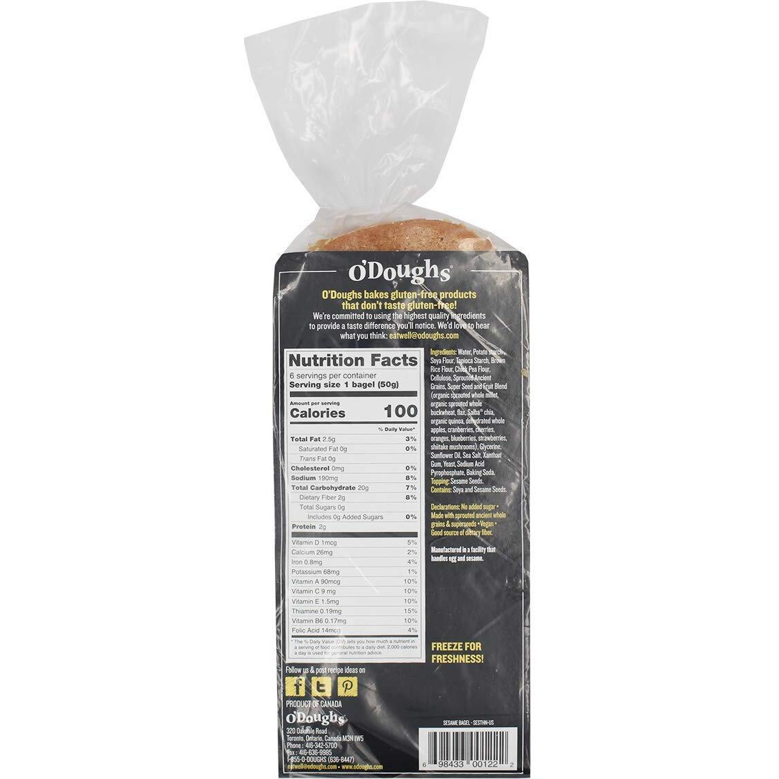 O'Doughs Thins - Sesame Bagels 10.6 Oz | Presliced | Good Source Of Fibre, Cholesterol Free, Trans Fat Free. | Pack Of 3 |