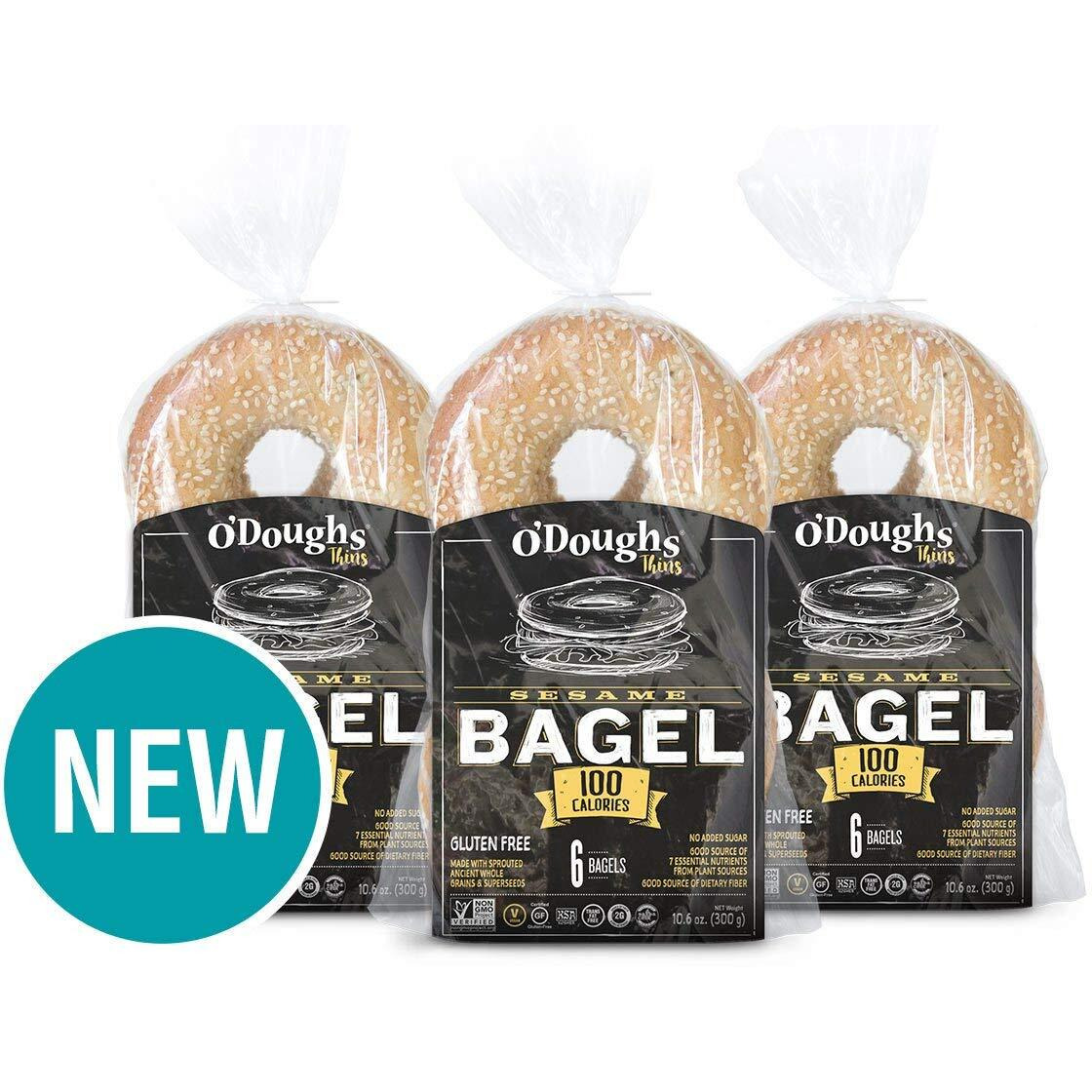 O'Doughs Thins - Sesame Bagels 10.6 Oz | Presliced | Good Source Of Fibre, Cholesterol Free, Trans Fat Free. | Pack Of 3 |
