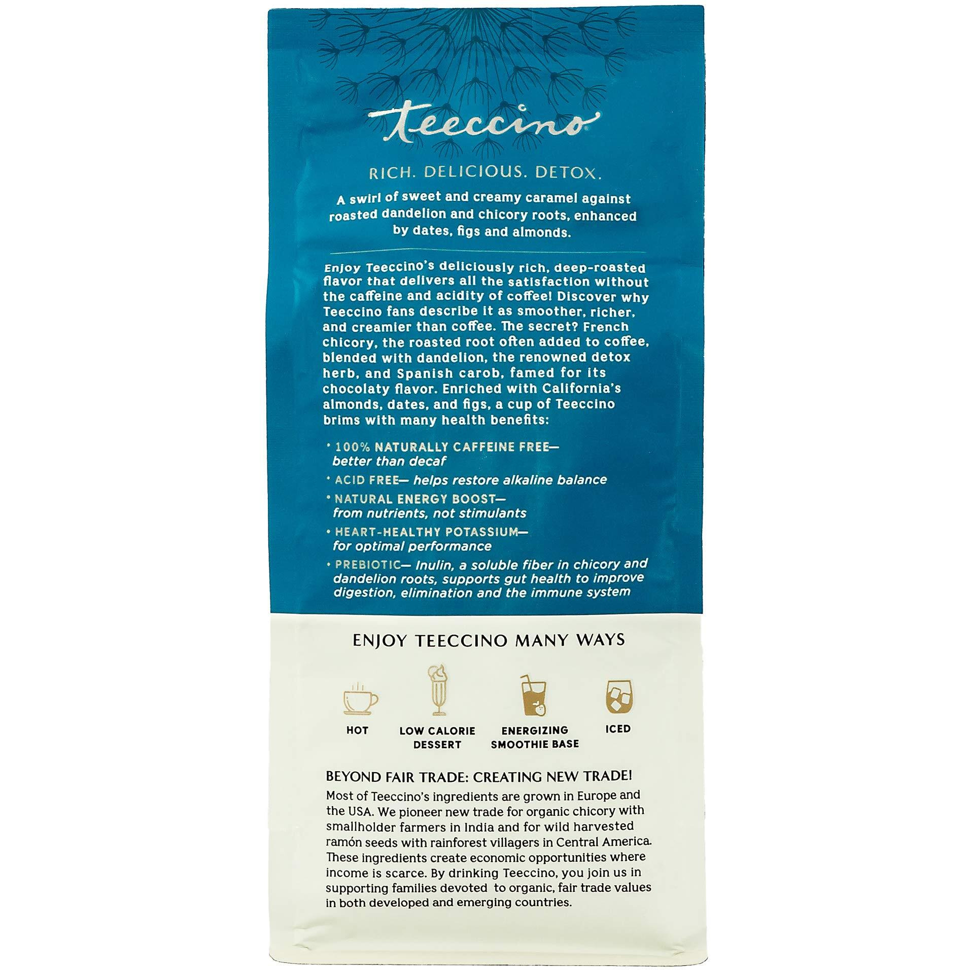 Teeccino Dandelion Caramel Nut Herbal Coffee - Caffeine-Free Coffee Alternative With Prebiotics, Gluten Free, Acid Free - Medium Roast, 10 Oz (Pack Of 3)